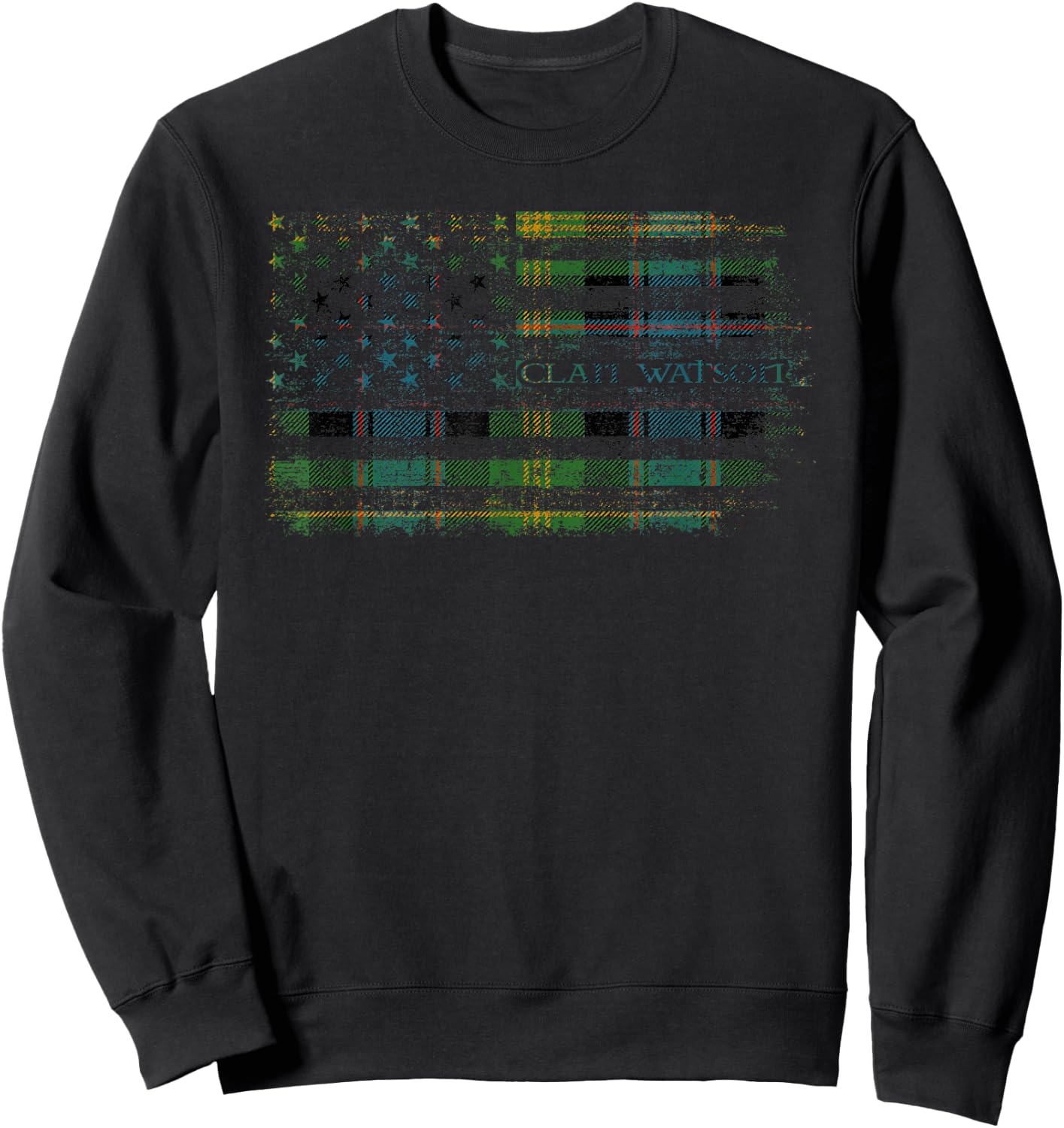 Clan Watson Scottish tartan US flag kilt Scotland Sweatshirt - Sweatshirt | Black