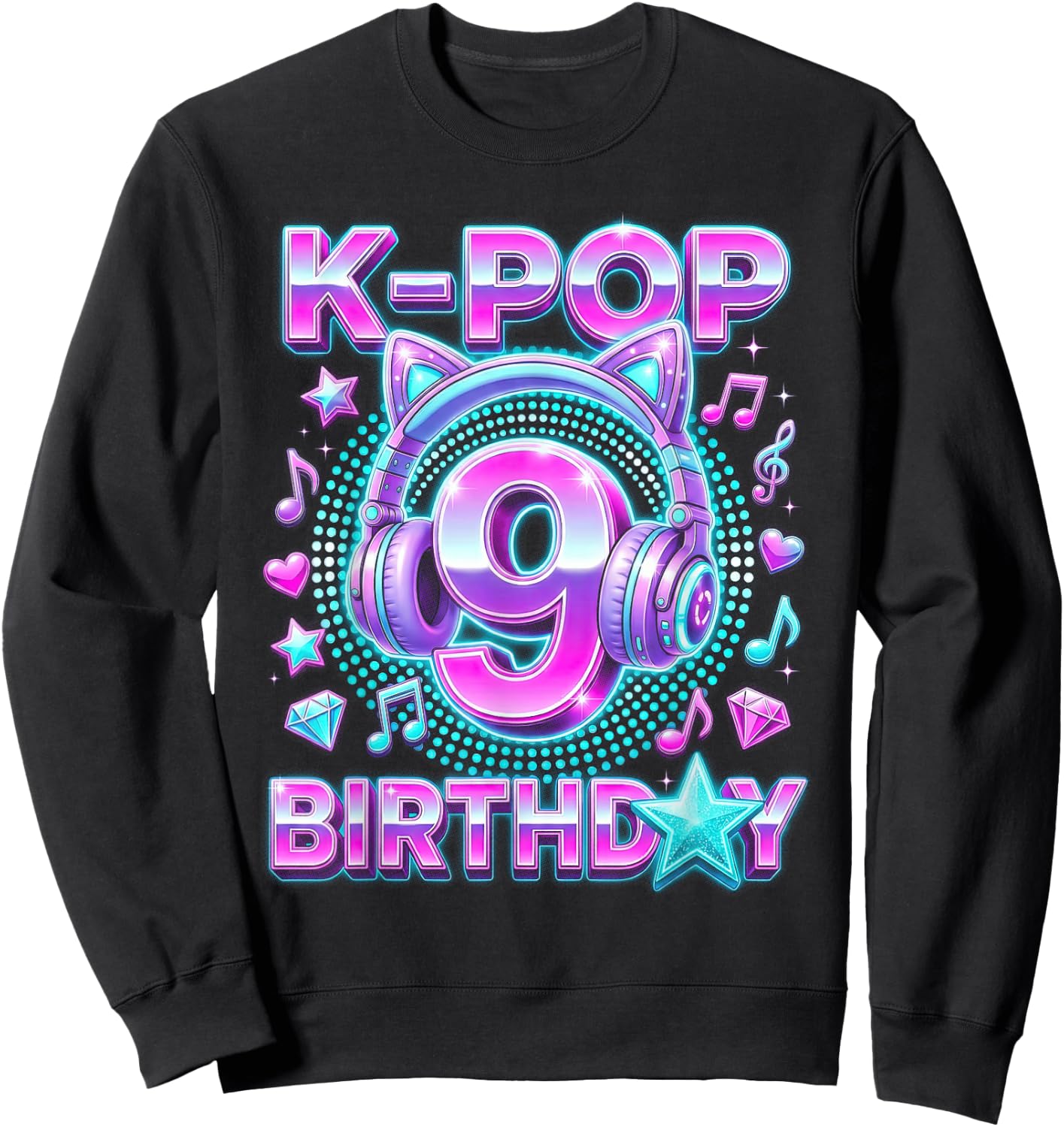 K-Pop 9. Geburtstag Mädchen 9 Jahre alt koreanische Musik Sweatshirt - Sweatshirt | Black