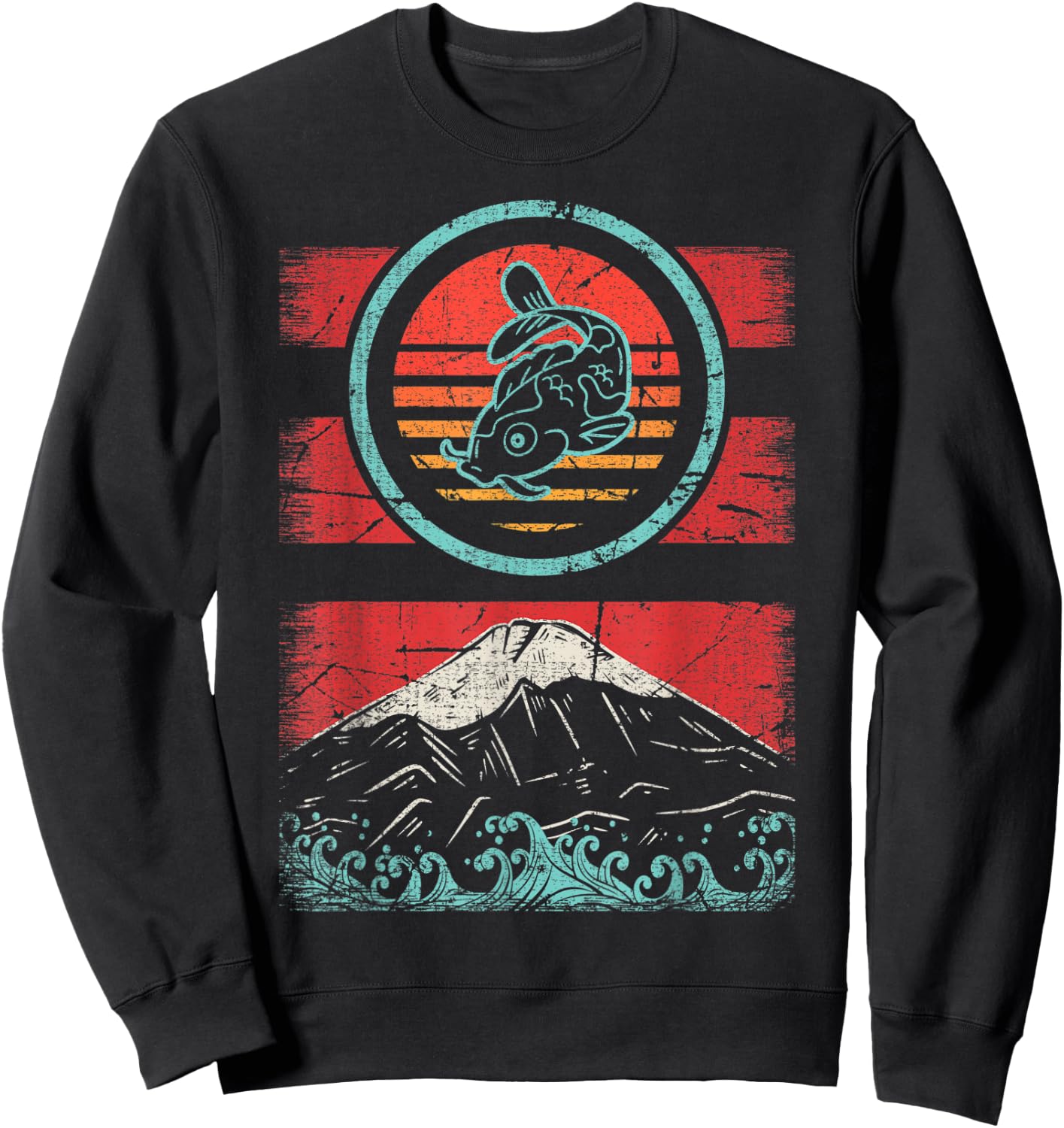 Koi Fish Carp Retro 80s Aesthetic Sweatshirt - Sweatshirt | Black