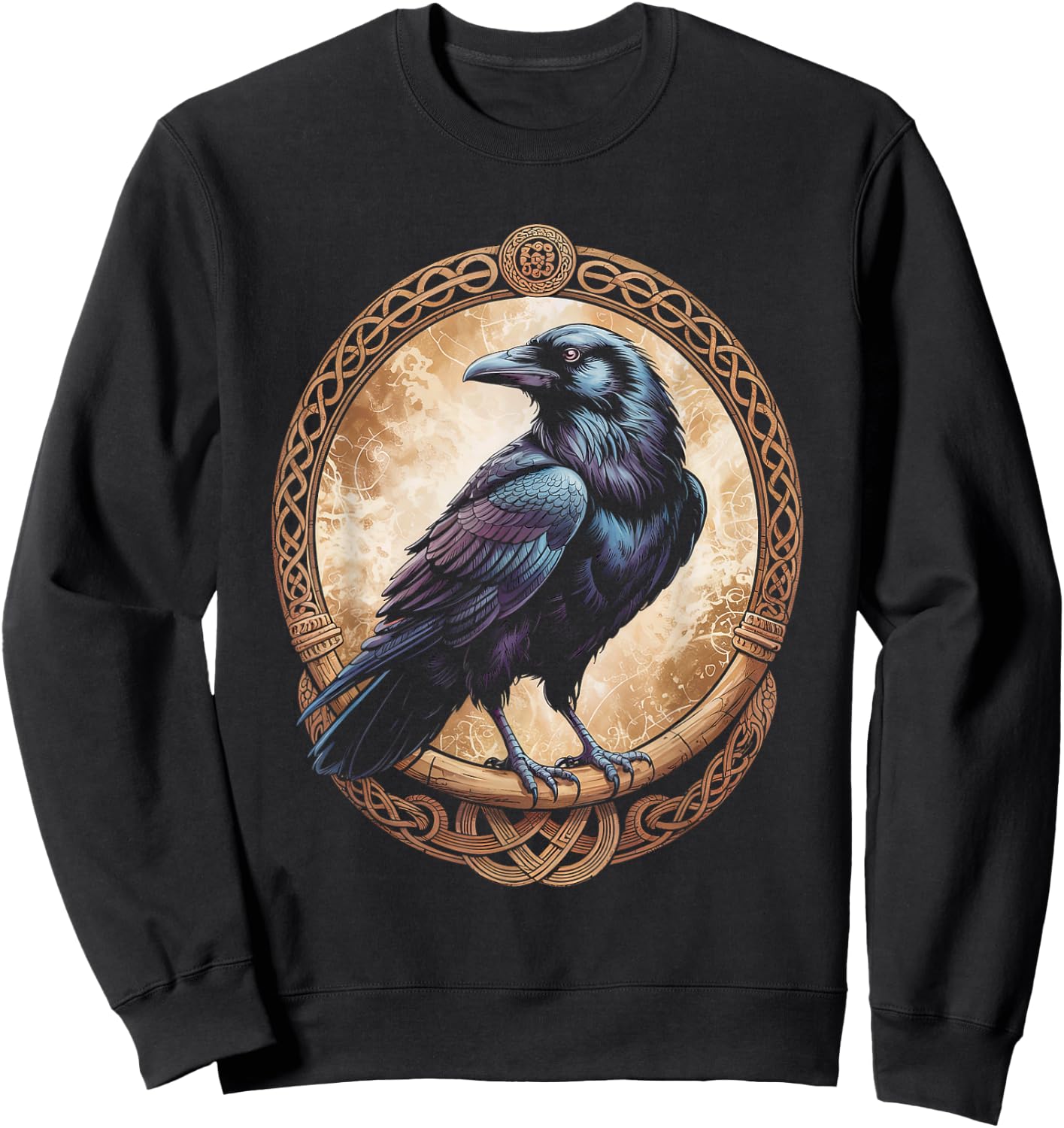 Golden Odin's Raven Northman Valhalla Norse Mythology Sweatshirt - Sweatshirt | Black