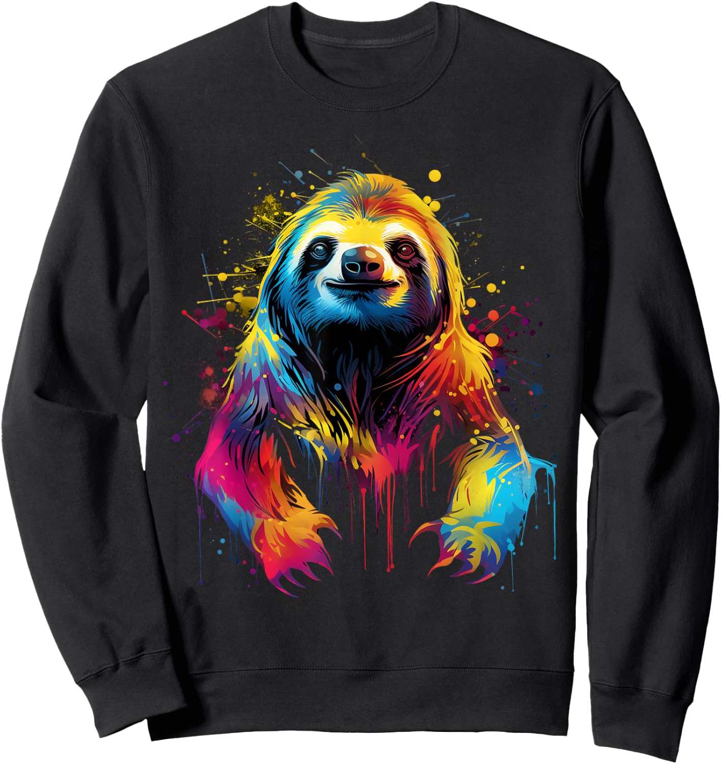 Cool Sloth on colorful painted Sloth Sweatshirt - Sweatshirt | Black