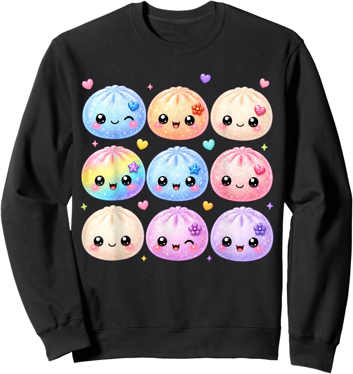 Cute Dumpling Kawaii Pastel Anime Dumpling Lovers Kids Girls Sweatshirt - Sweatshirt | Black