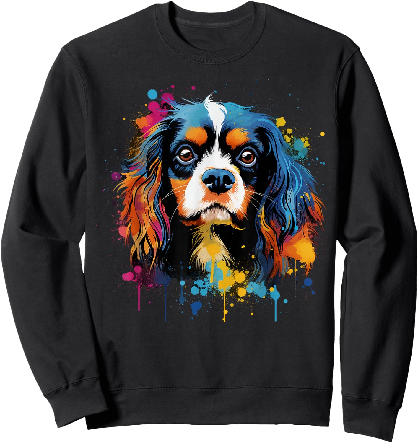 Bunte Cavalier King Charles Spaniel Hund Sweatshirt - Sweatshirt | Black