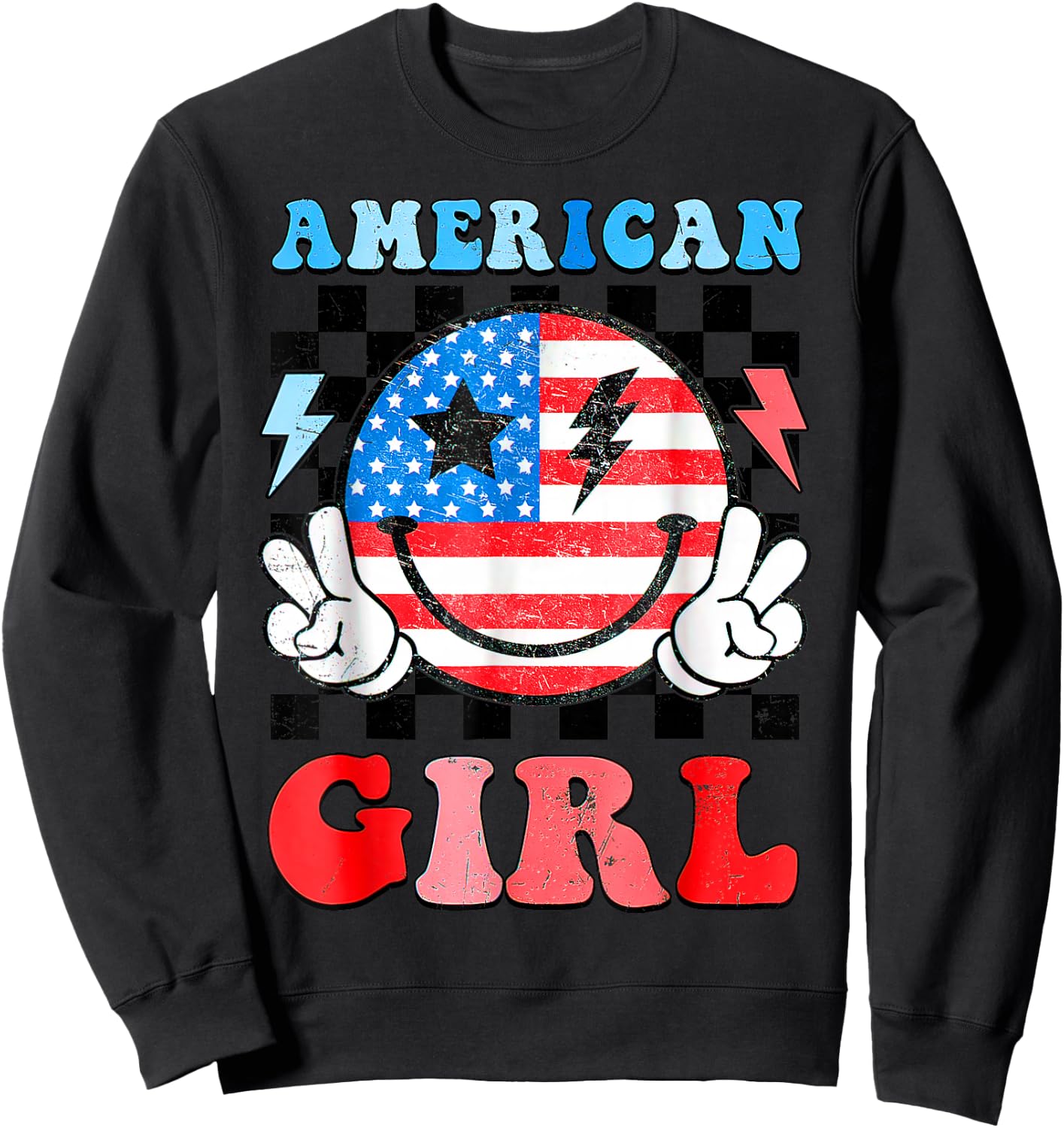 American Girl Toddler Teens Kids 4th of July Patriotic Sweatshirt - Sweatshirt | Black