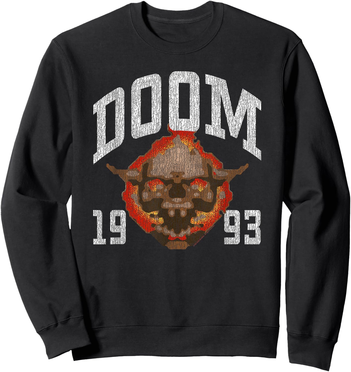 Ripple Junction x DOOM 1993 Lost Soul Pixelated Skull , black Sweatshirt - Sweatshirt | Black