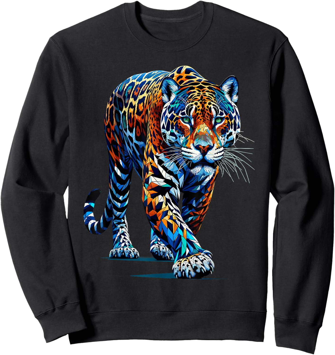 Polygon Art Jaguar Jaguars Zoo Sweatshirt - Sweatshirt | Black