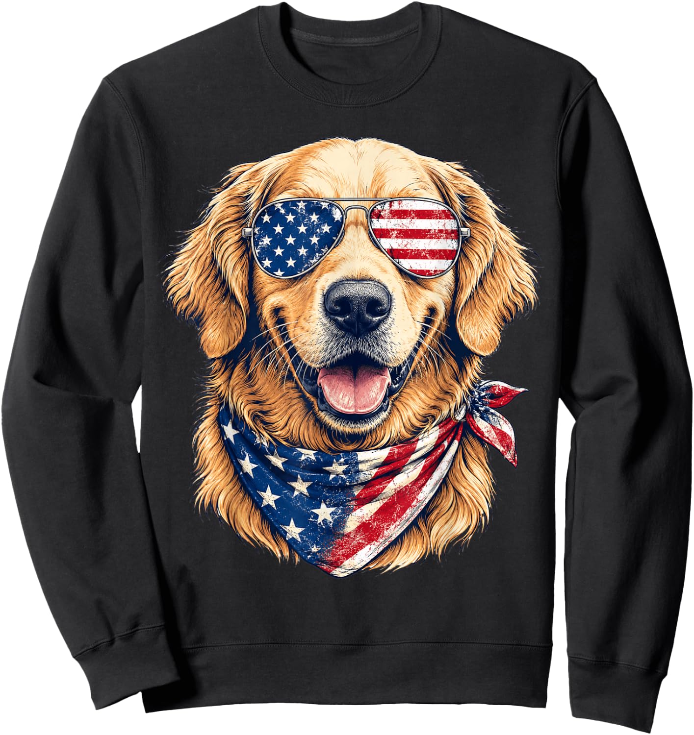 Patriotic Golden Retriever Dog 4th of July Dog Lovers Sweatshirt - Sweatshirt | Black