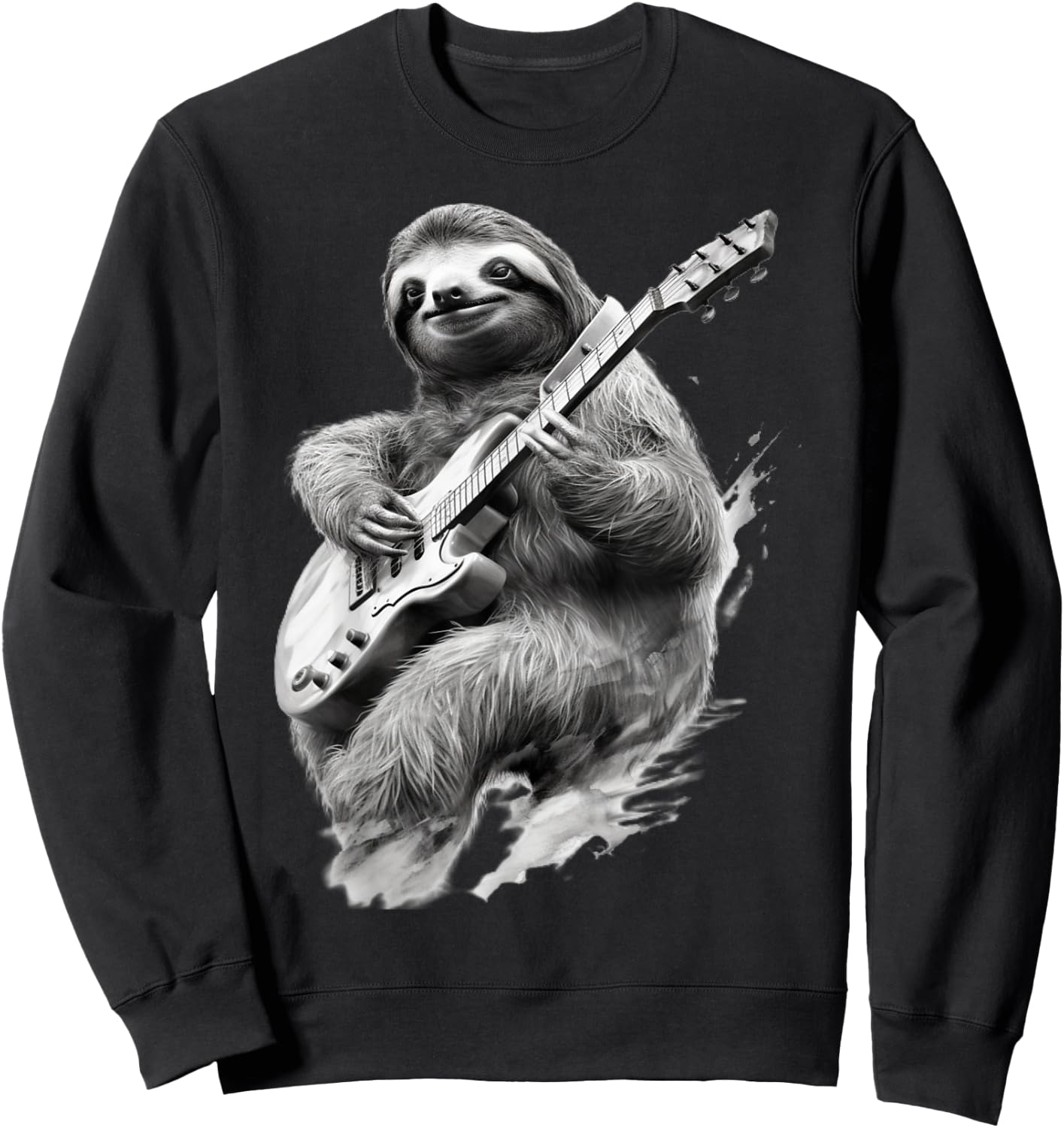 Rock and Roll Sloth Guitarist funny Sweatshirt - Sweatshirt | Black