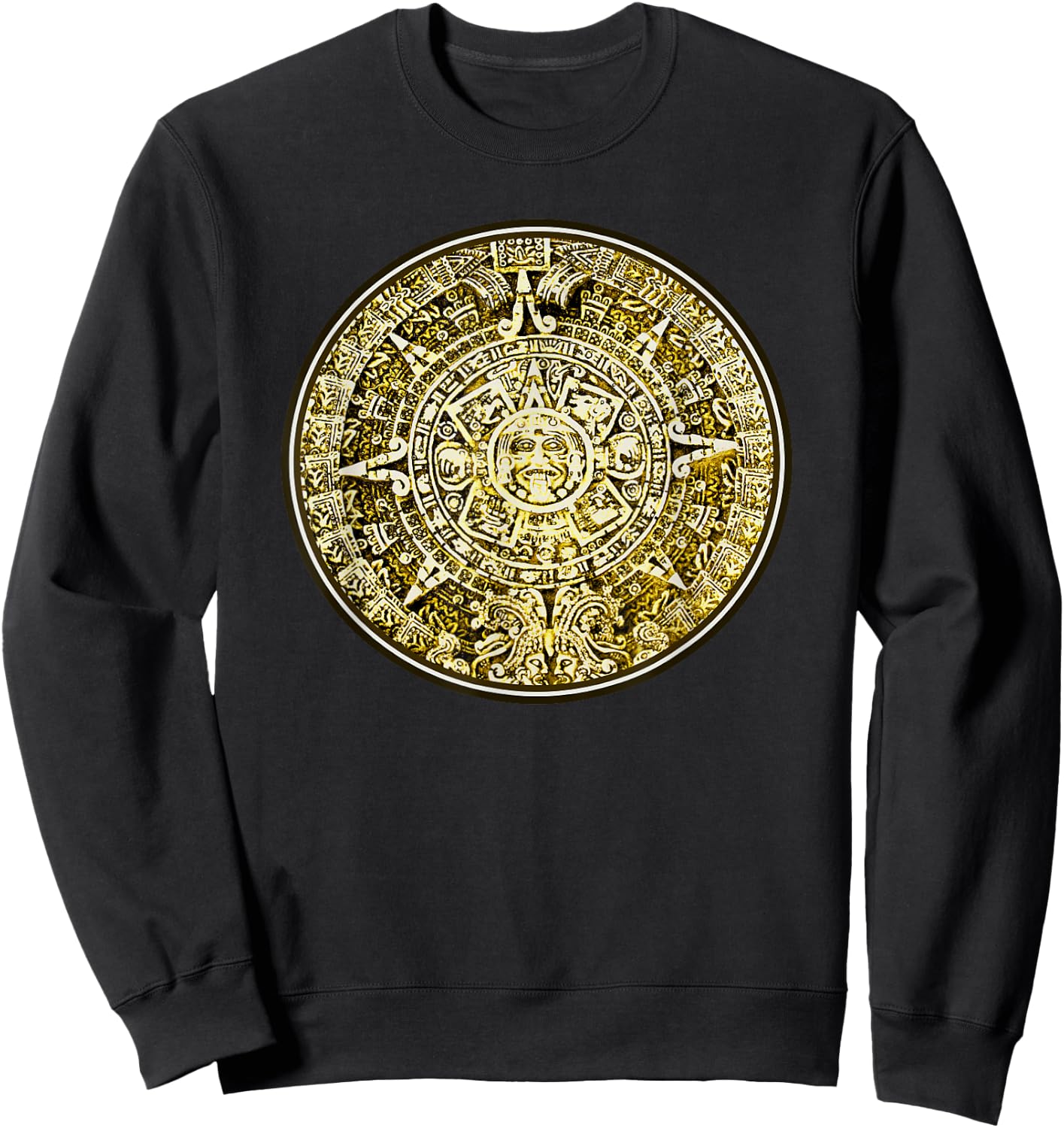 Mayan Aztec Calendar in Gold Cool Novelty Original Artwork Sweatshirt - Sweatshirt | Black
