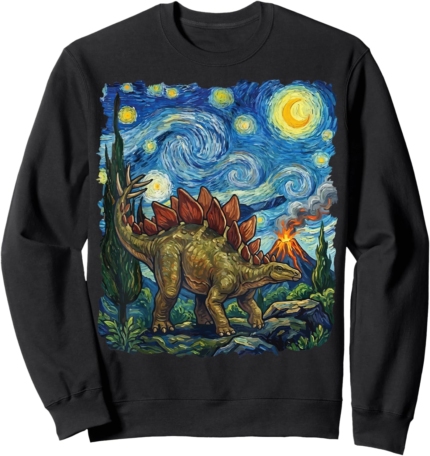 Stegosaurus Starry Night Sweatshirt - Sweatshirt | Black