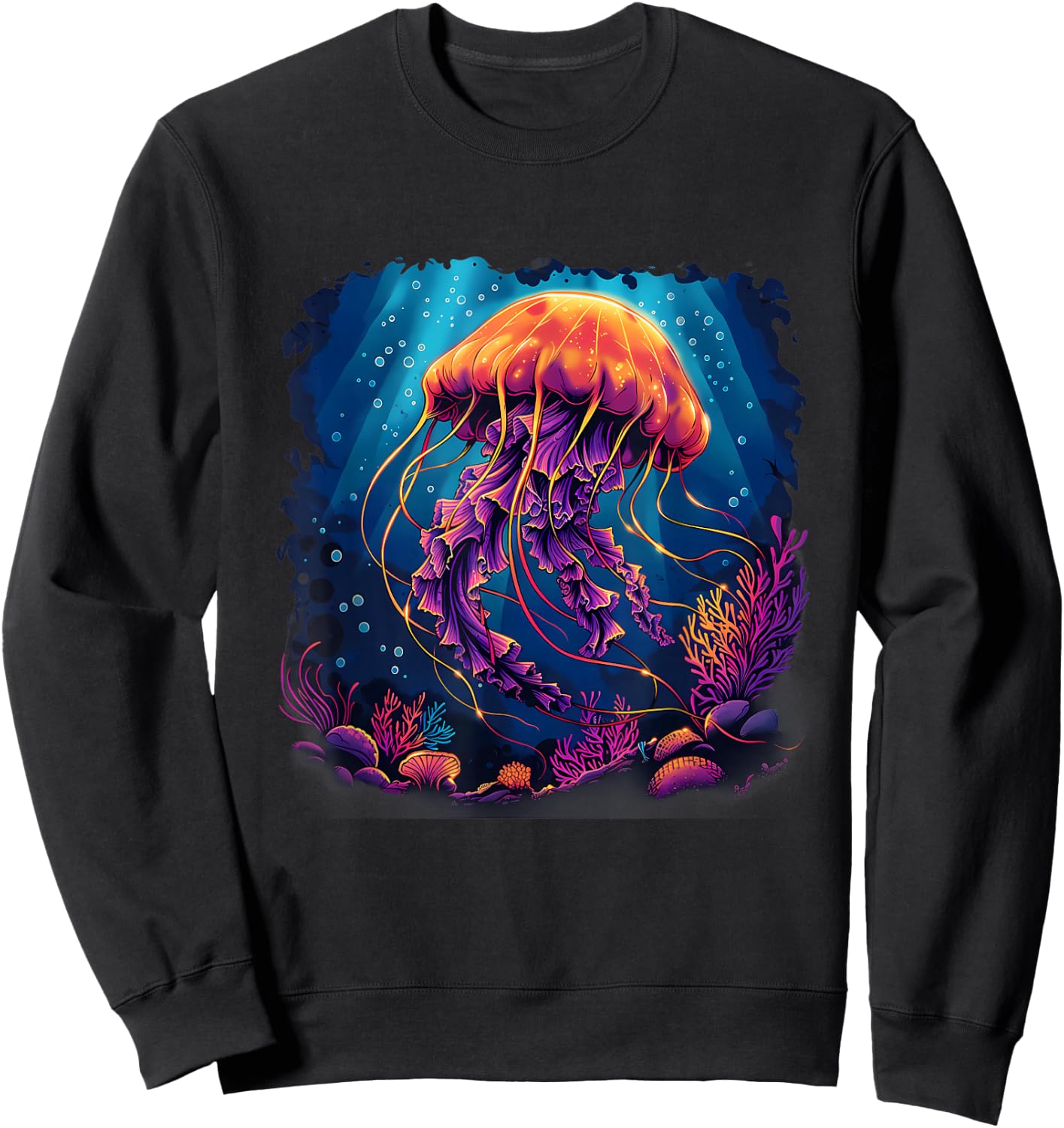 Jellyfish Artwork Motif Marine Mammal Sea Ocean Jellyfish Sweatshirt - Sweatshirt | Black
