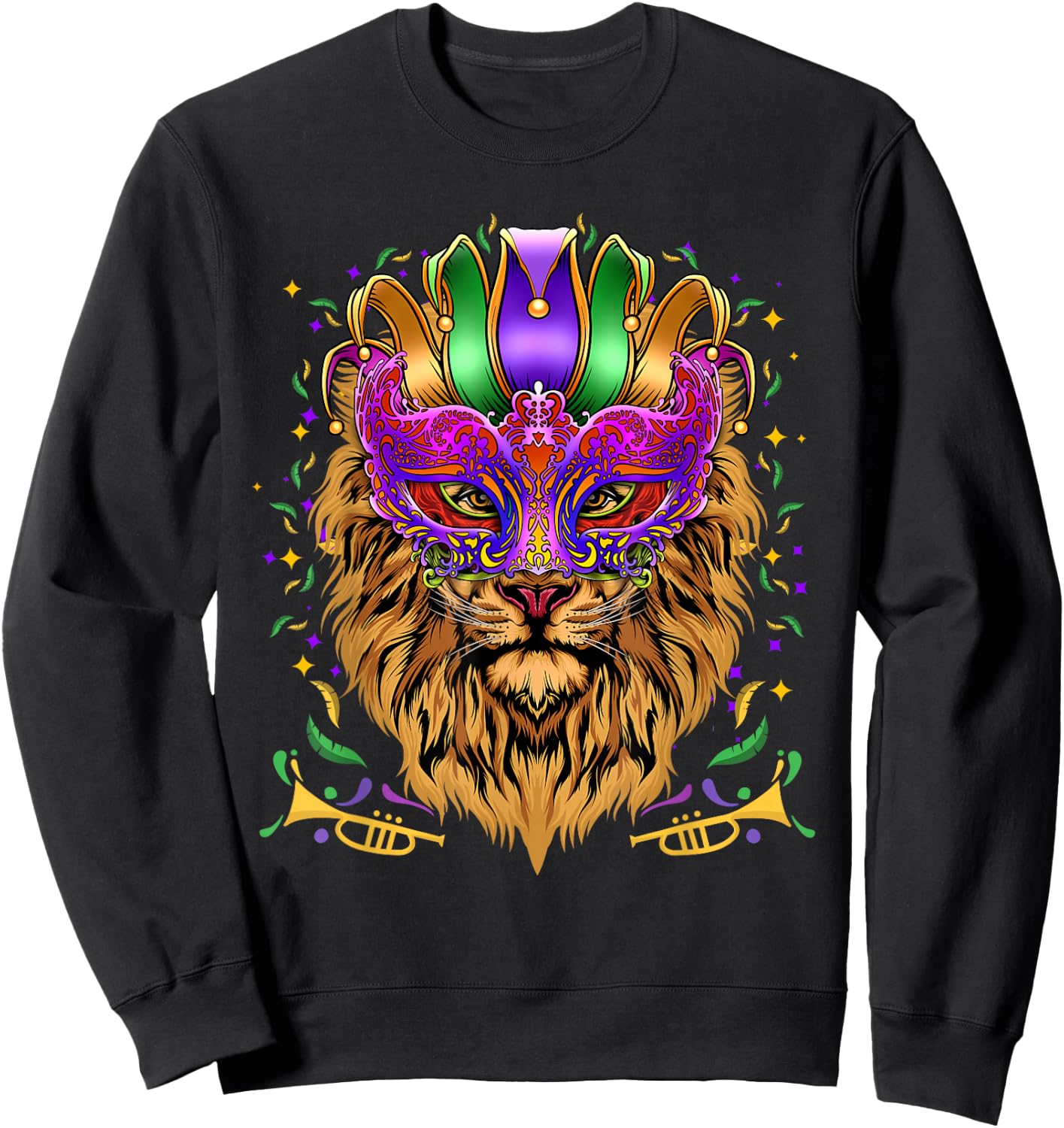 Mardi Gras Mask Lion Lover Gifts Shirt, Animal Lovers Sweatshirt - Sweatshirt | Black