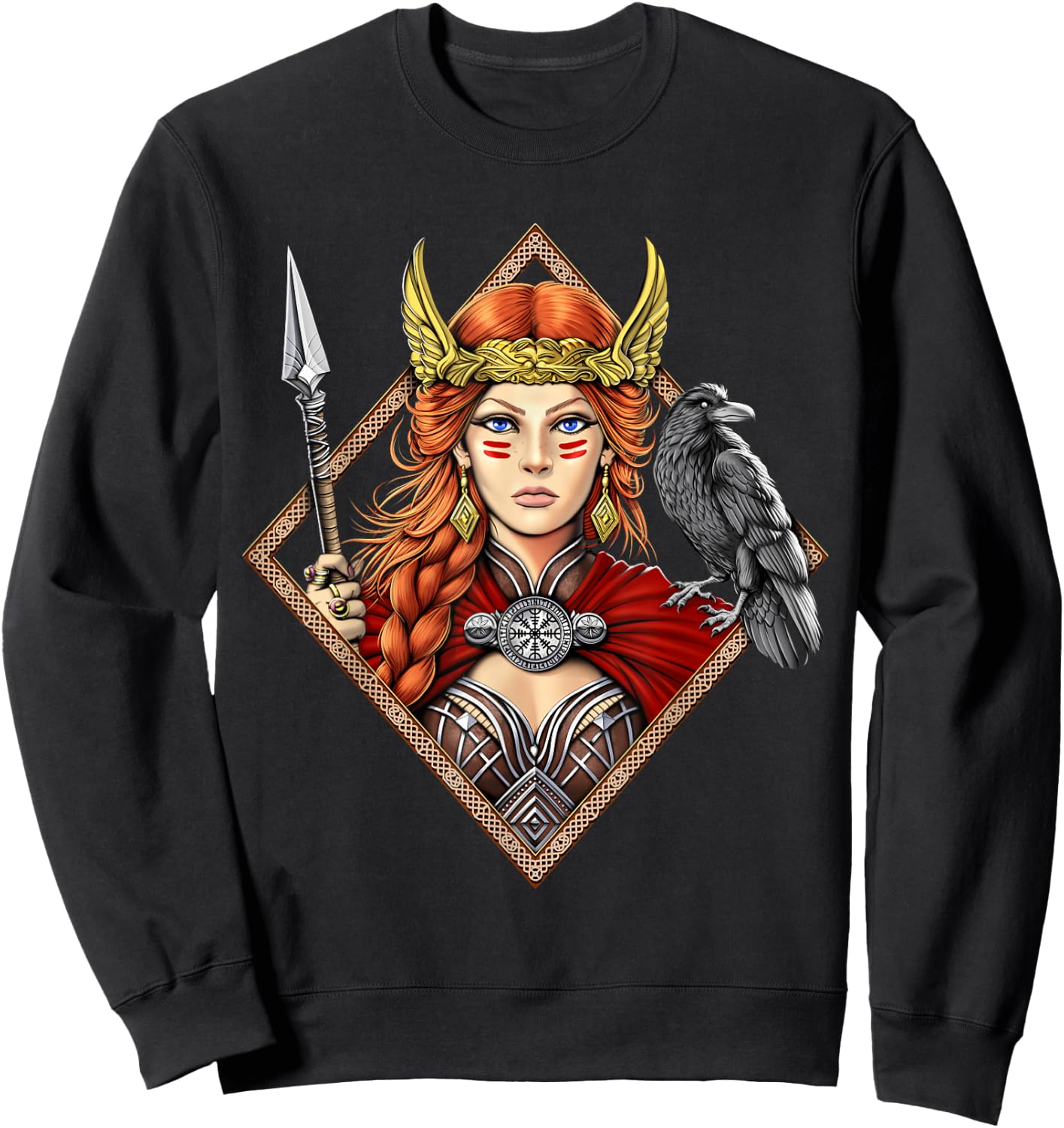 Freya Norse Mythology Goddess Viking Warrior Pagan Sweatshirt - Sweatshirt | Black