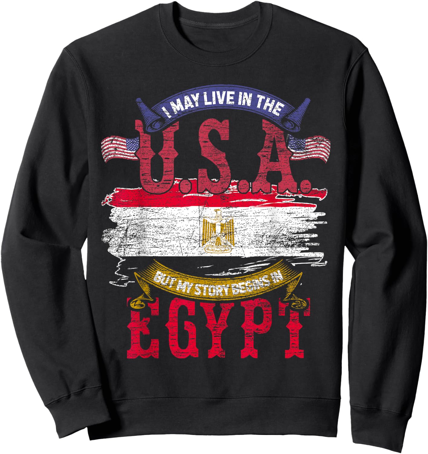 Egyptian I May Live In The USA But My Story Begins In Egypt Sweatshirt - Sweatshirt | Black