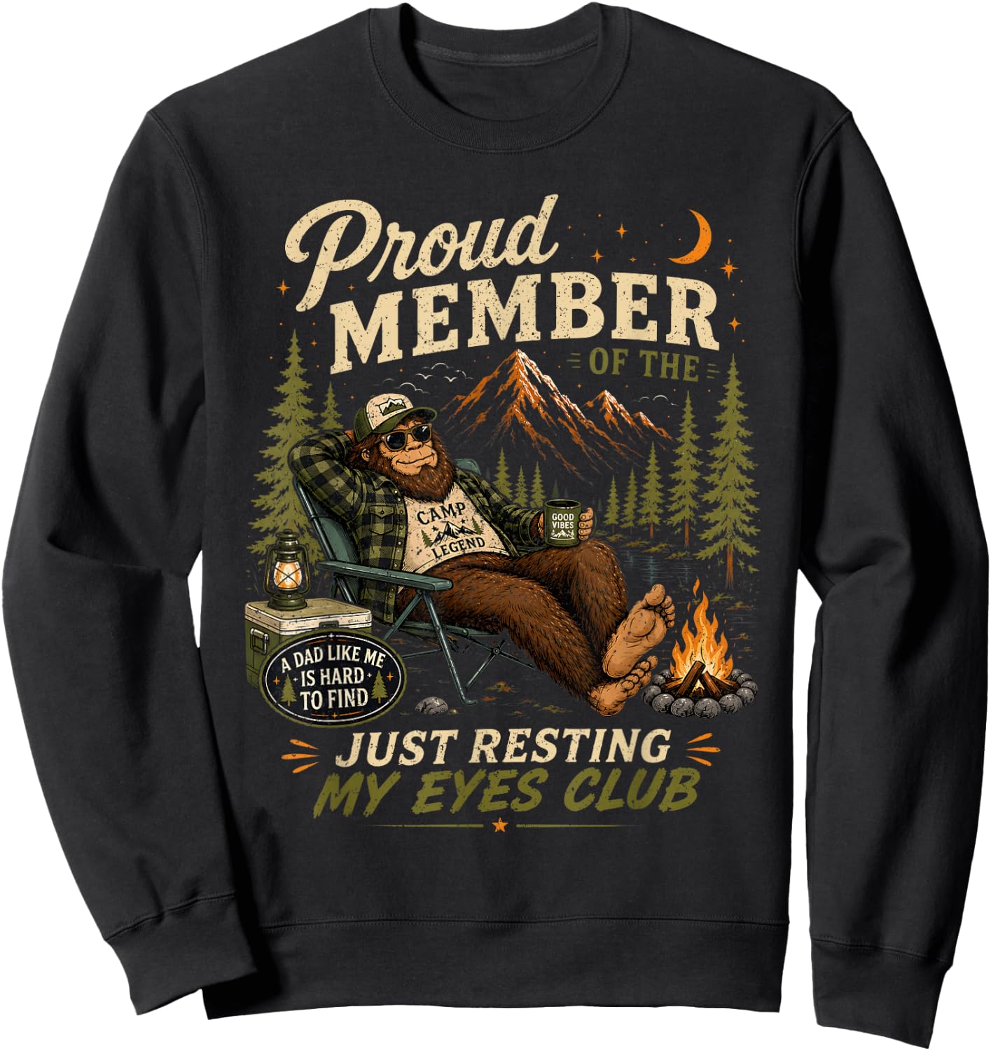 Proud Member Just Resting My Eyes Club Funny Patriotic Dad Sweatshirt - Sweatshirt | Black