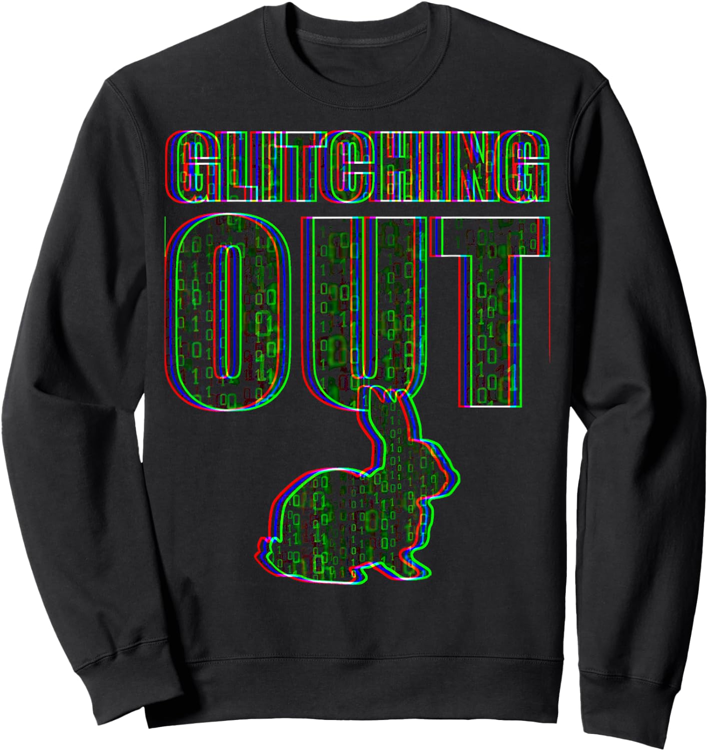 Glitching Out Matrix Rabbit Code Drop Sweatshirt - Sweatshirt | Black