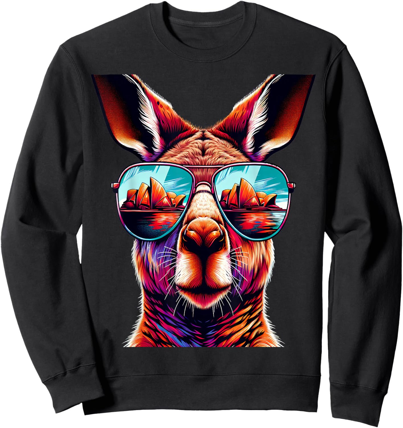 Kangaroo Wearing Sunglass Cool Kangaroos Australia Sweatshirt - Sweatshirt | Black