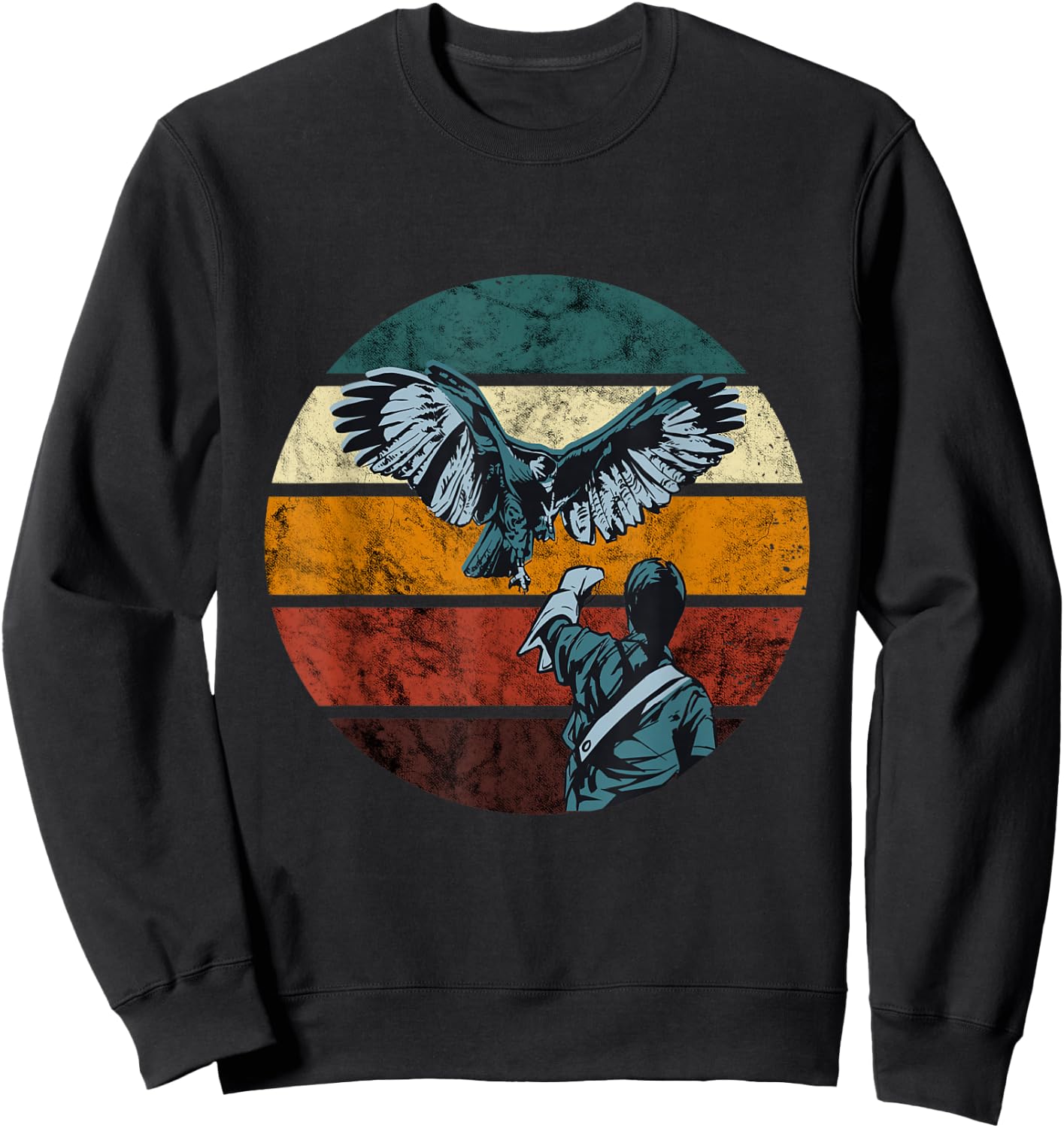 Falconer Falcon Flying Retro Vintage Falcon Hunter Falconry Sweatshirt - Sweatshirt | Black