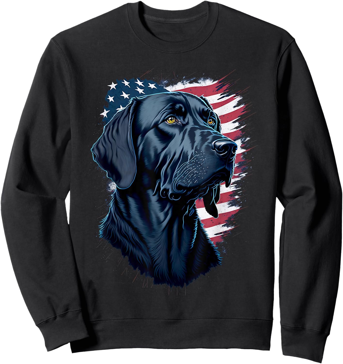 Black Labrador USA Flag Lab Dog Owner Hunter Women Men Sweatshirt - Sweatshirt | Black