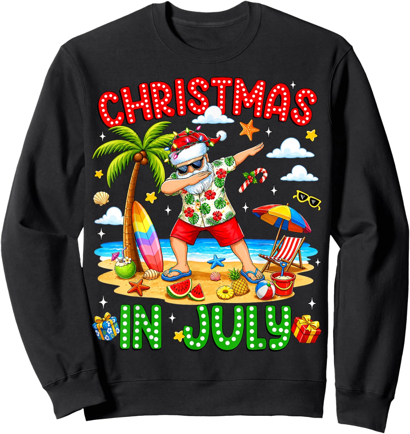 Christmas in July Dabbing Santa Hawaiian Xmas Summer Men Kid Sweatshirt - Sweatshirt | Black