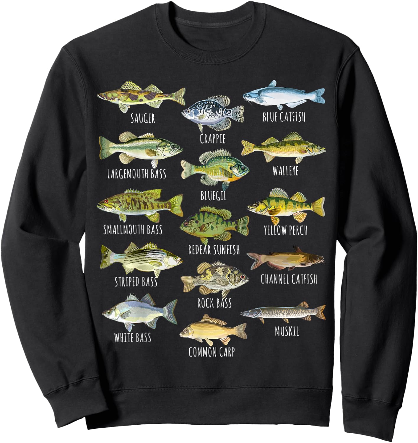 Fish Species Biology Types Of Freshwater Fish Fishing Sweatshirt - Sweatshirt | Black