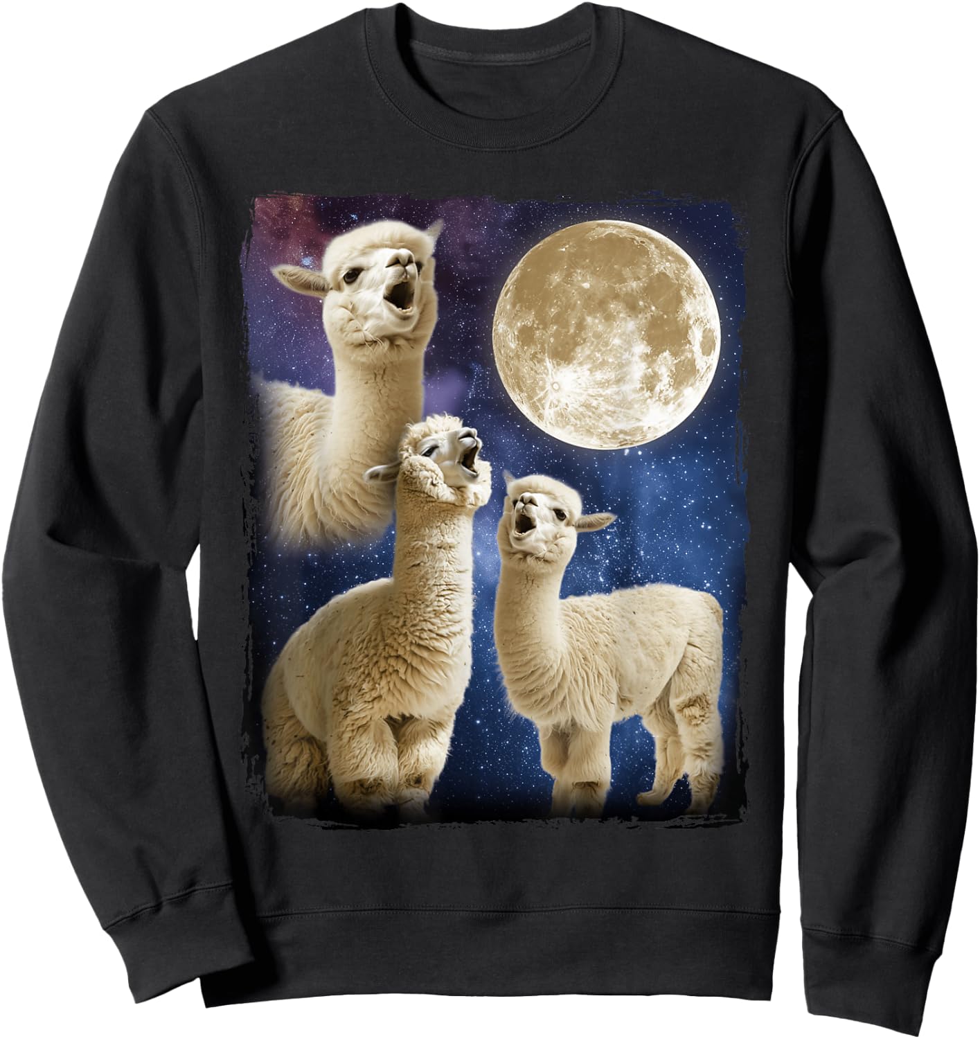 Alpaca Howling Moon Sweatshirt - Sweatshirt | Black