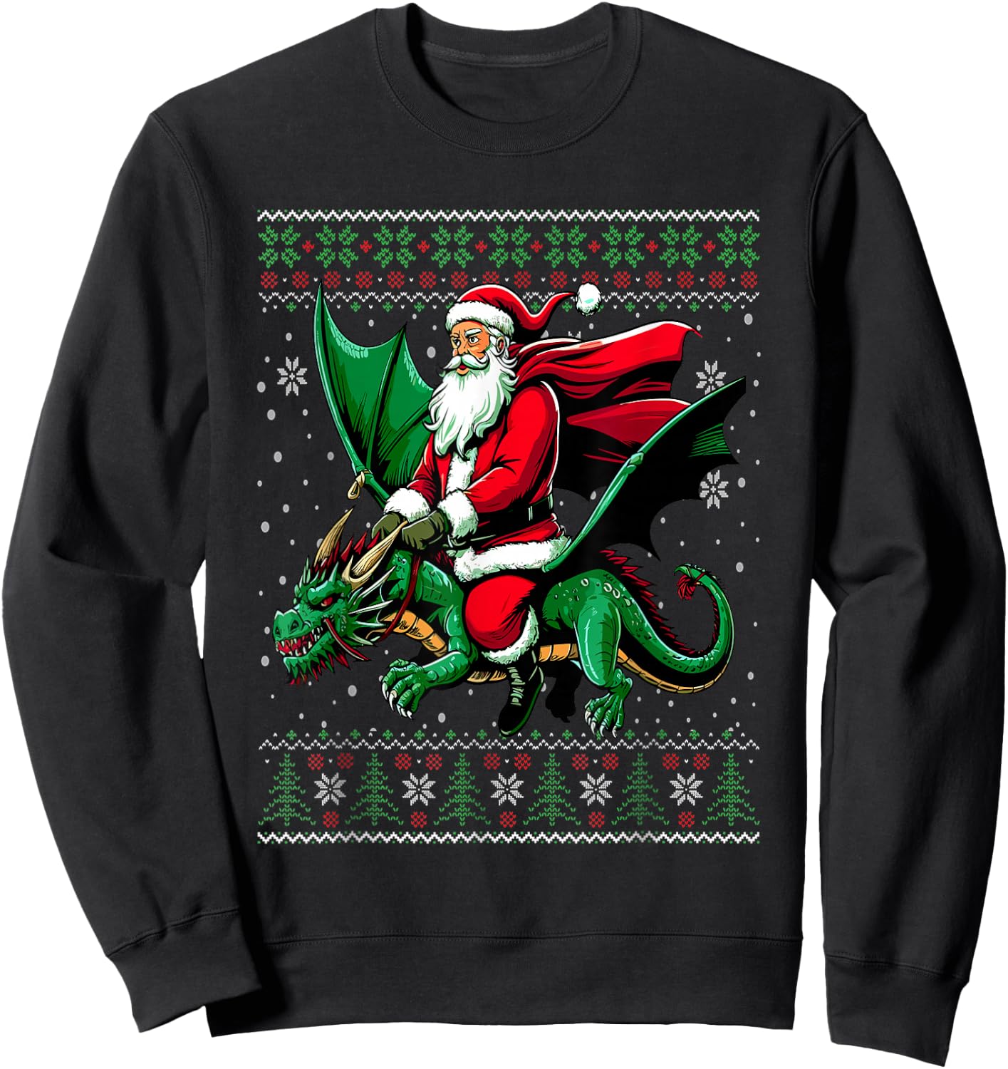 Christmas Santa Riding Dragon Ugly Christmas Sweater Sweatshirt - Sweatshirt | Black
