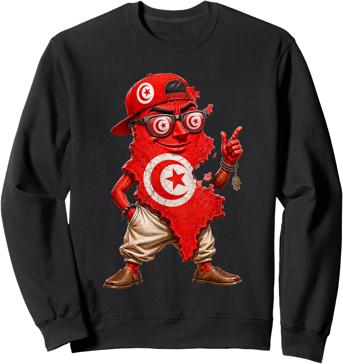 National Pride Tunisia Flag Sweatshirt - Sweatshirt | Black