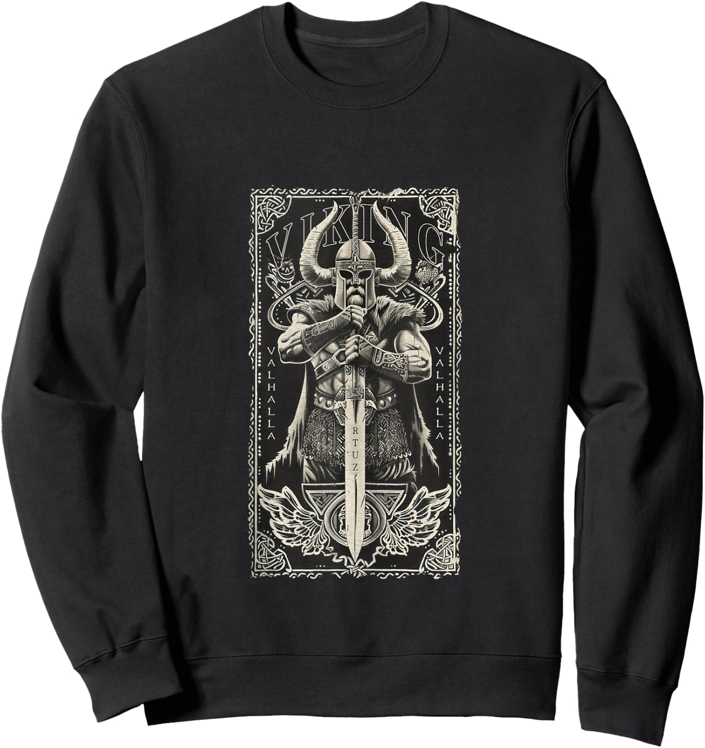 Valhalla Odin Thor Runes Viking Helmet Warrior Viking Sweatshirt - Sweatshirt | Black