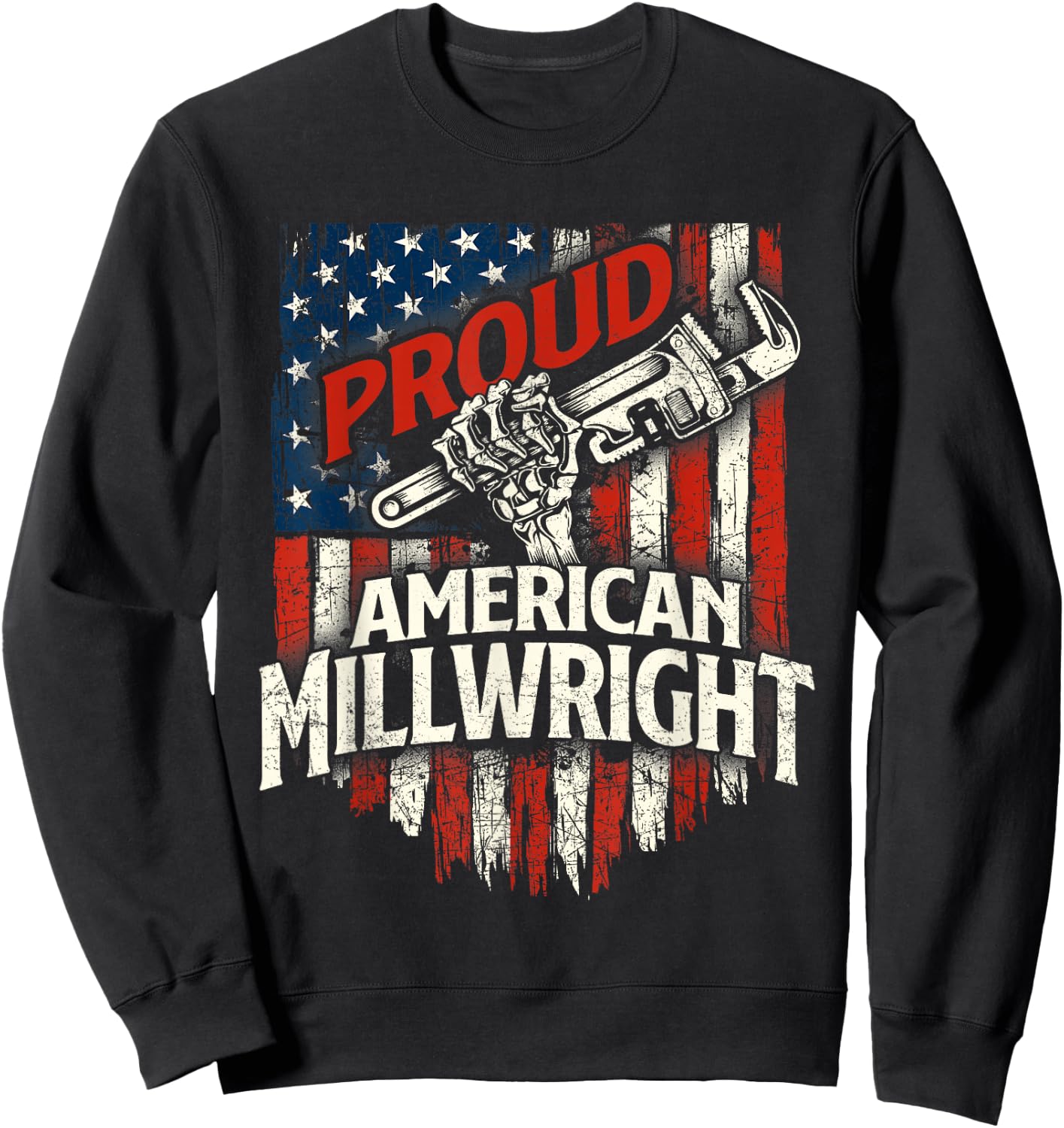 Proud American Millwright - USA Flag Machinist Machinery Sweatshirt - Sweatshirt | Black