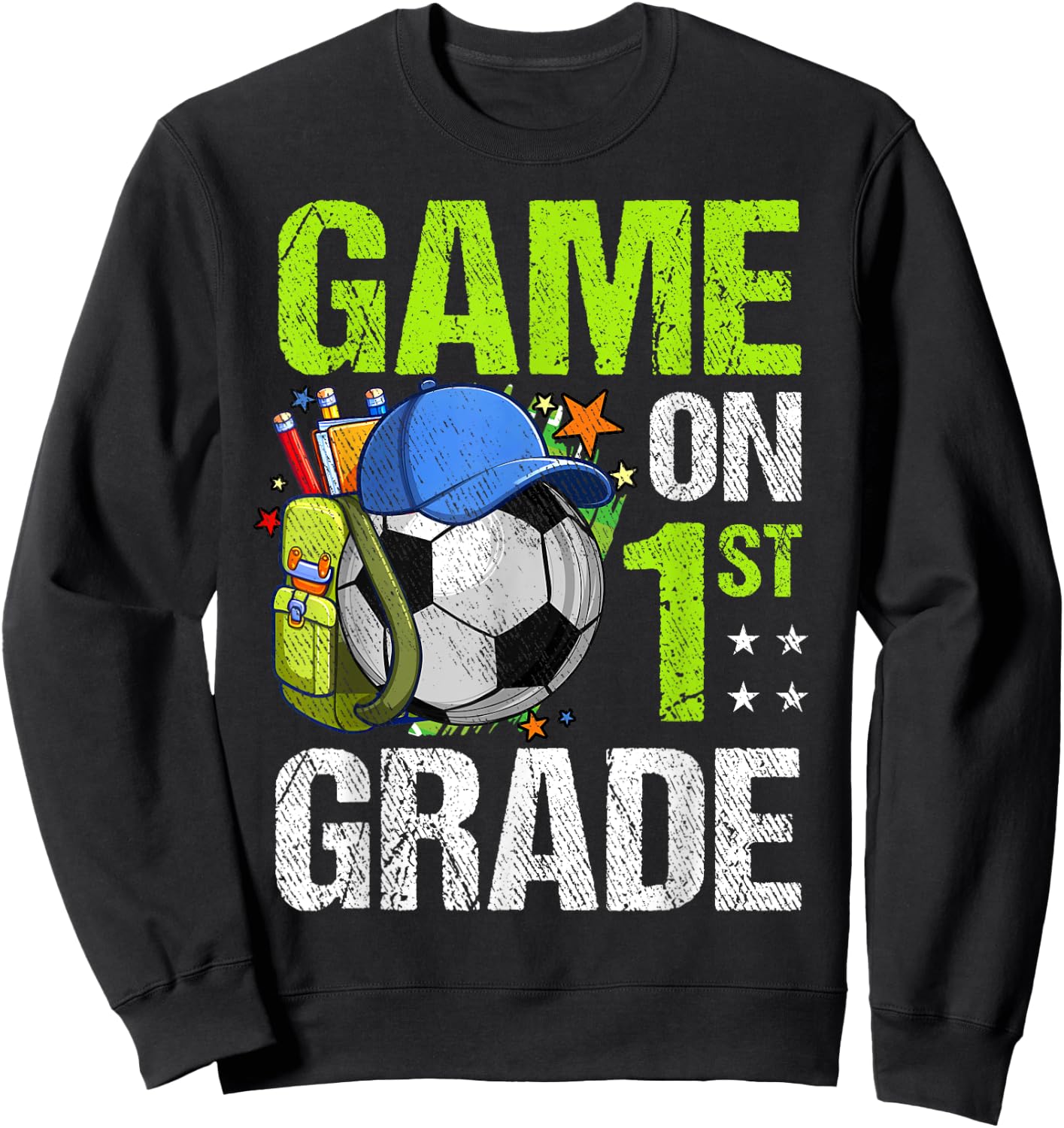 Game On 1st Grade Soccer Back To School Boy Girl Kids Gift Sweatshirt - Sweatshirt | Black