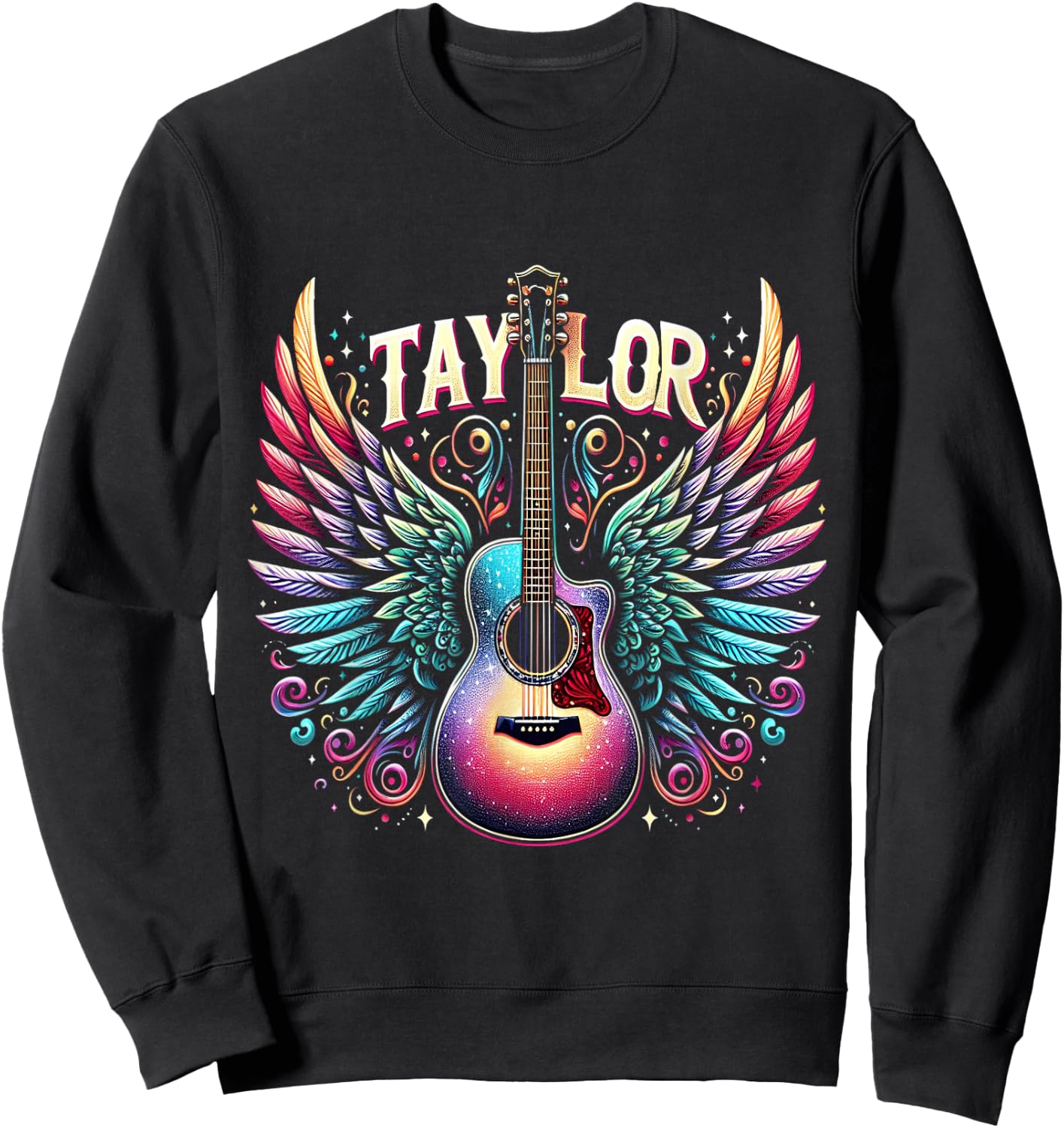 Girl Retro Taylor Custom Name Groovy 80s , Black, S Sweatshirt - Sweatshirt | Black