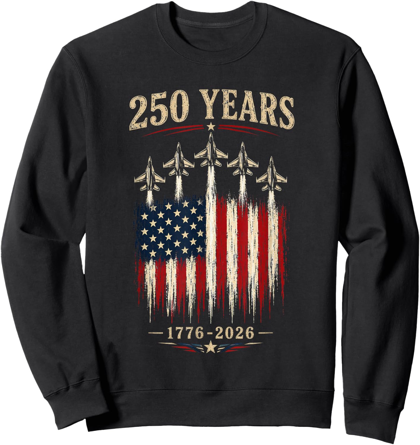 250 Anniversary USA Flag Sweatshirt - Sweatshirt | Black