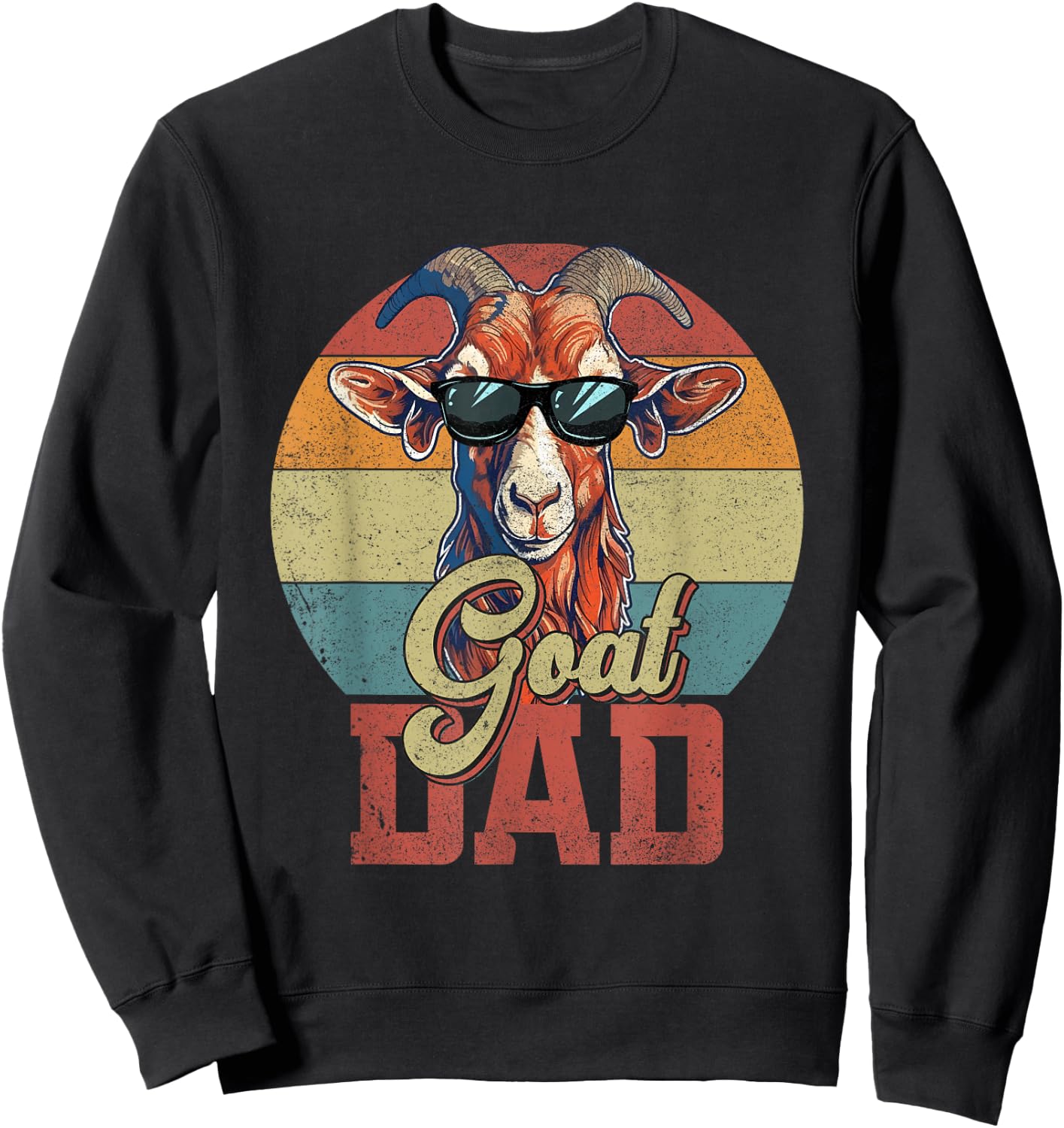 Vintage Retro Goat Dad Best Goat Daddy Funny Fathers Day Sweatshirt - Sweatshirt | Black
