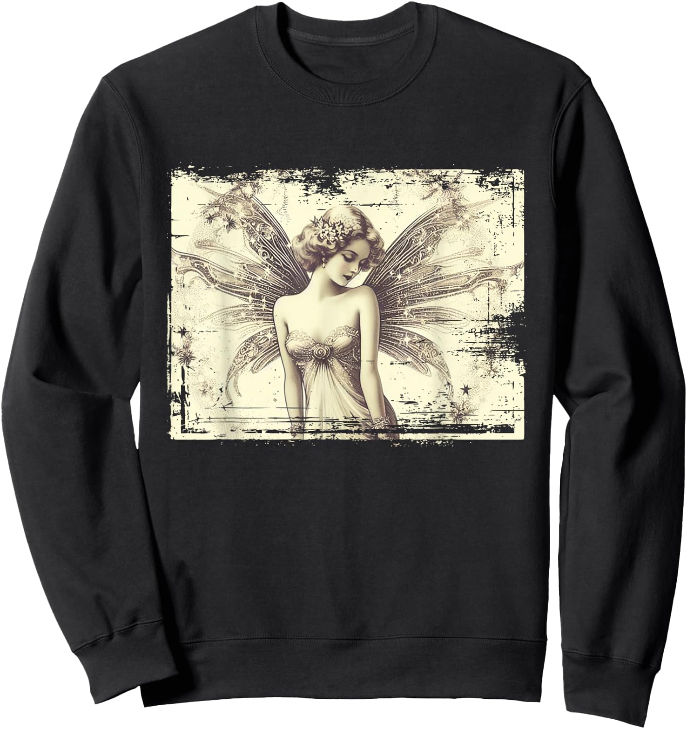 Vintage Elfe Fee Engel Nostalgisches Eleganz Motiv Sweatshirt - Sweatshirt | Black