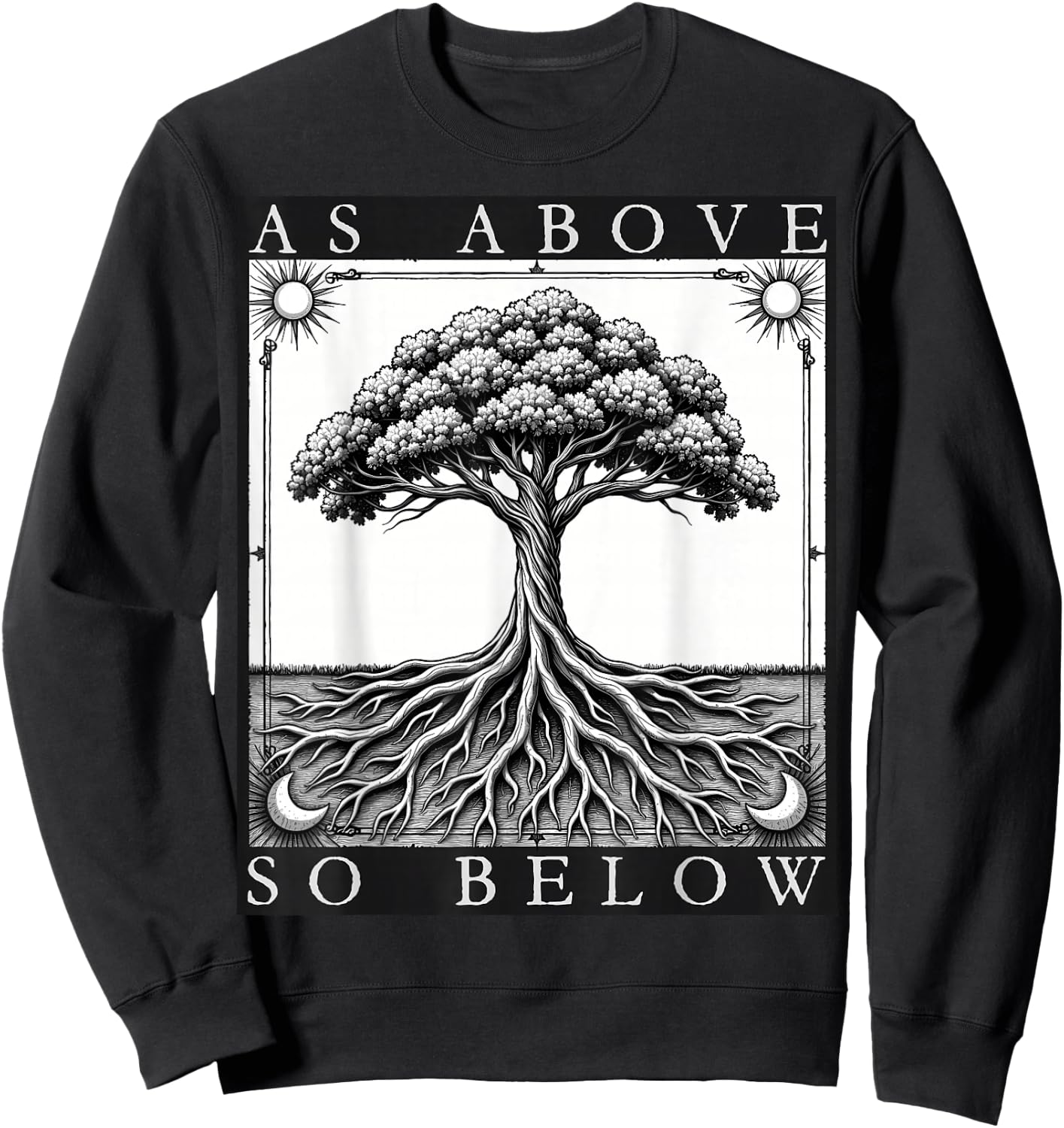 Wie oben, so unten, Baum des Lebens, Sonne, Mond, mystisches Gothic-Tarot Sweatshirt - Sweatshirt | Black