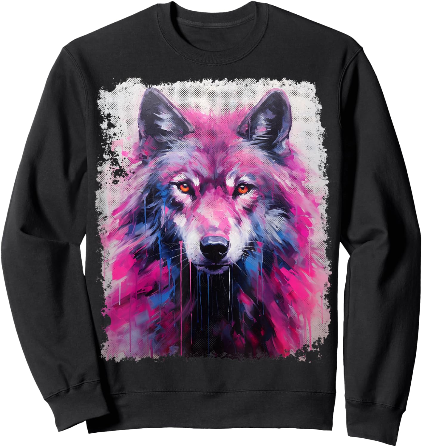 A Wolf Graphic Pink Sweatshirt - Sweatshirt | Black