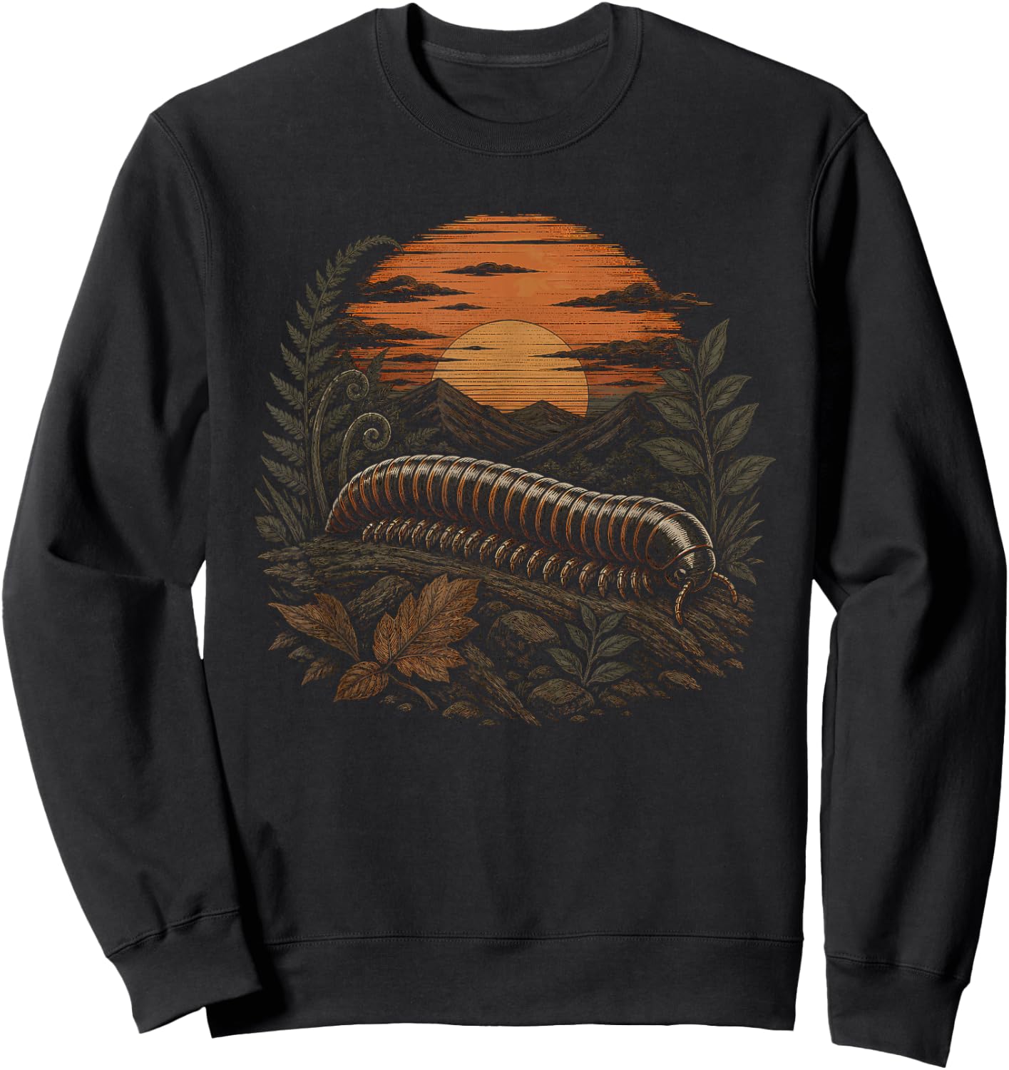 Retro Millipede Graphic Artwork Design Sweatshirt - Sweatshirt | Black