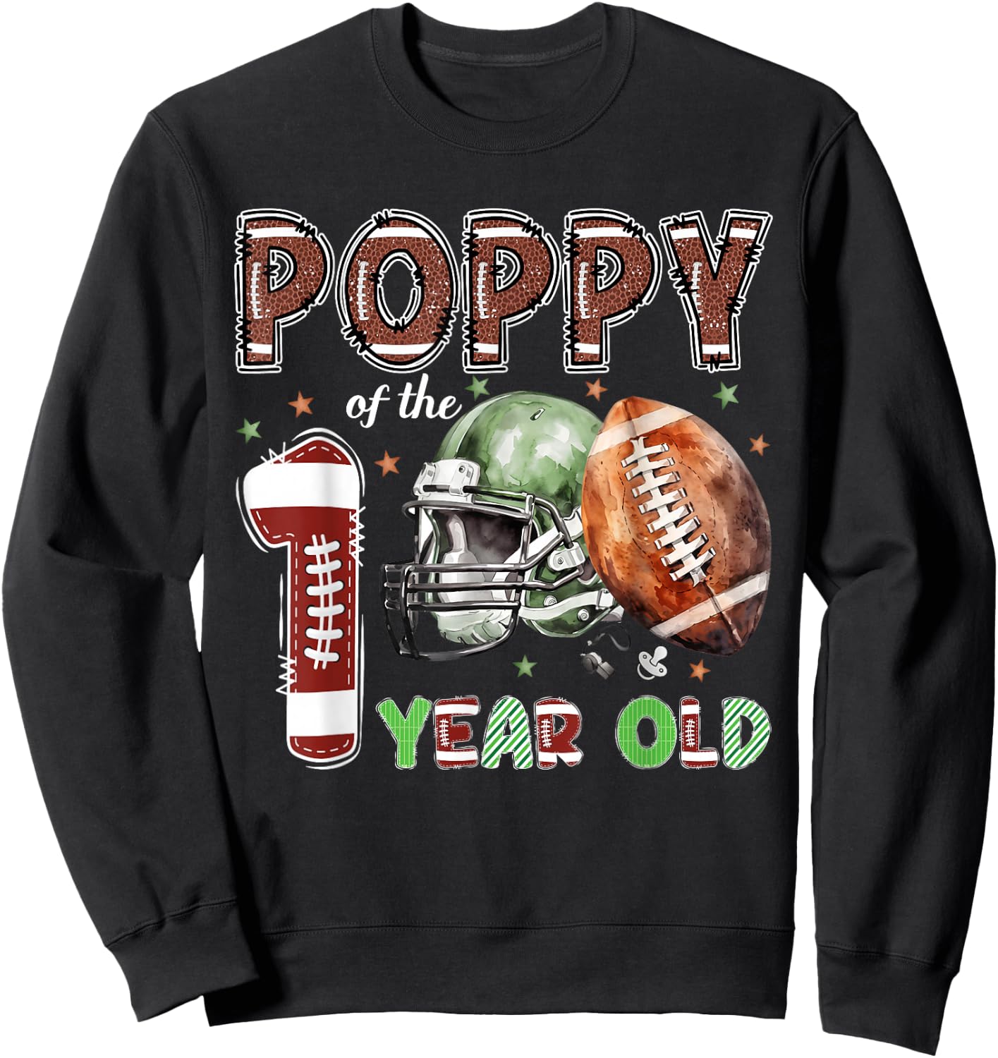 Poppy of The 1 Year Old Football Lover 1st Birthday Boy Sweatshirt - Sweatshirt | Black