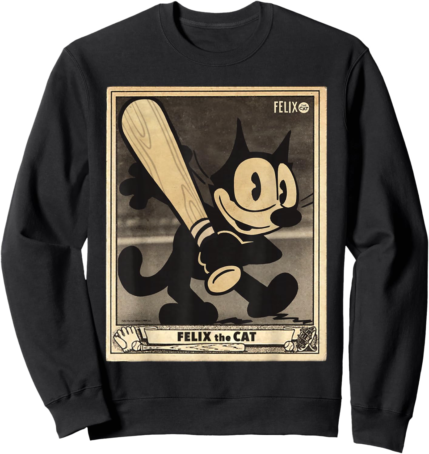 Felix The Cat Vintage Baseball Card Americana Sweatshirt - Sweatshirt | Black