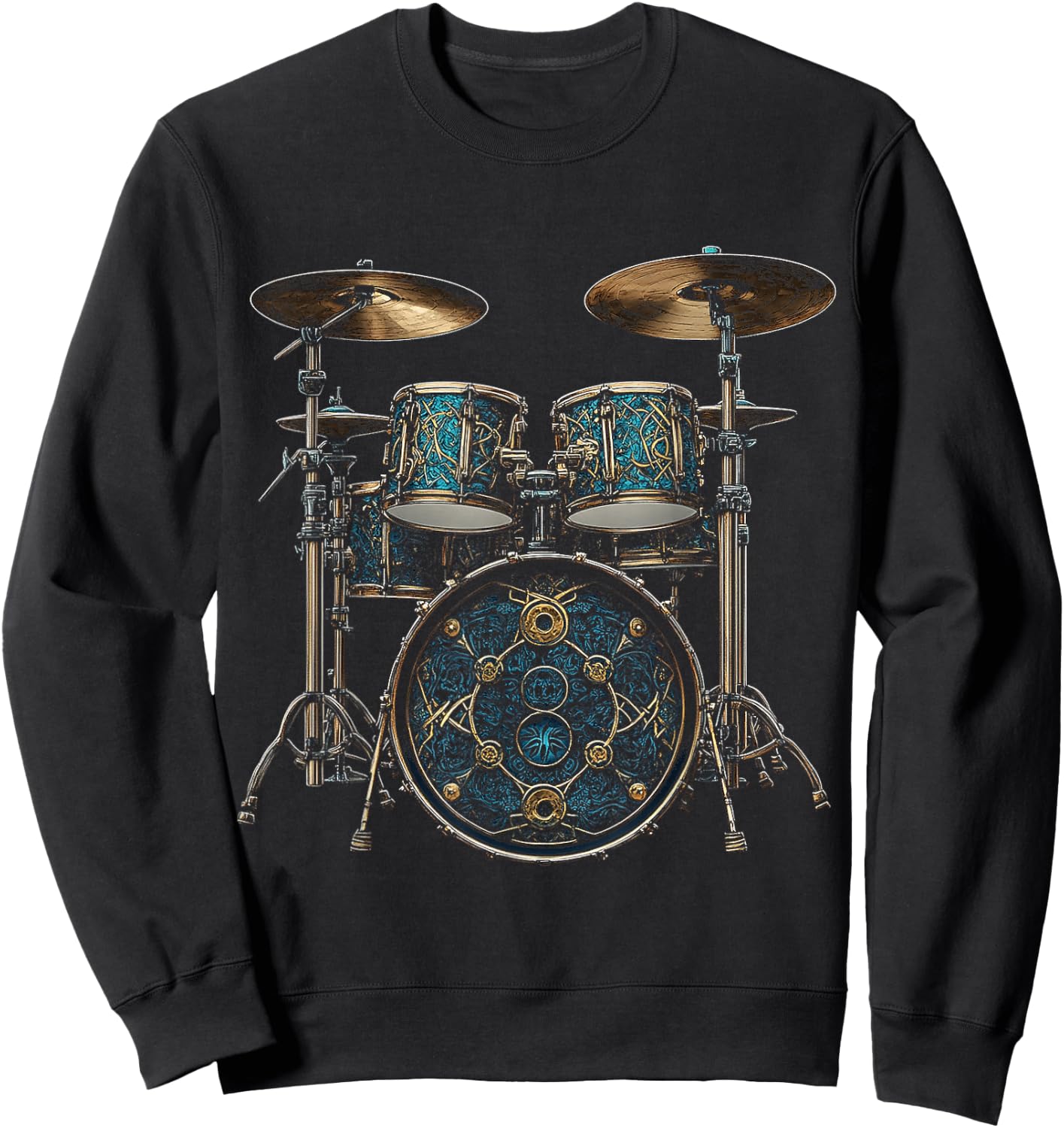 Drumset Music Instrument Motif Artwork Drumset Sweatshirt - Sweatshirt | Black