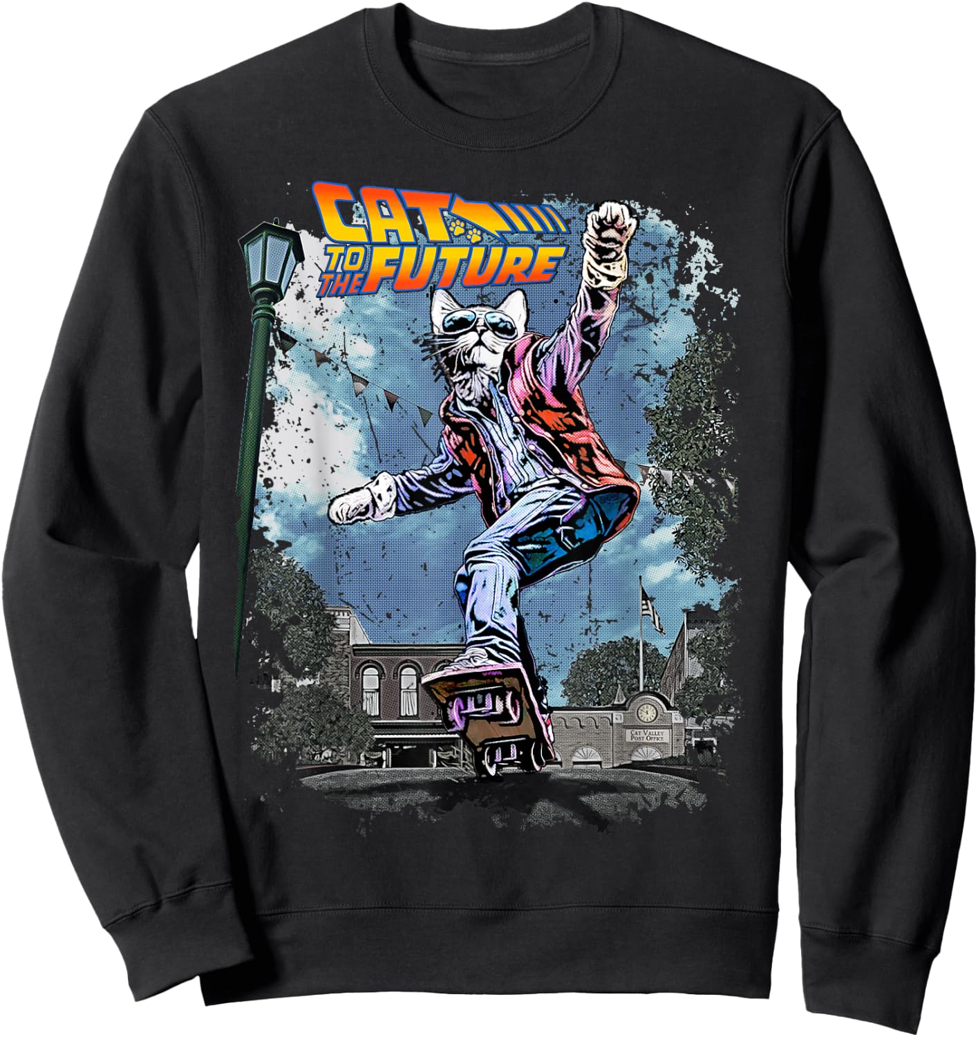 Vincent Hie Movie Parody Cat To The Future Pet Lovers X Back Sweatshirt - Sweatshirt | Black