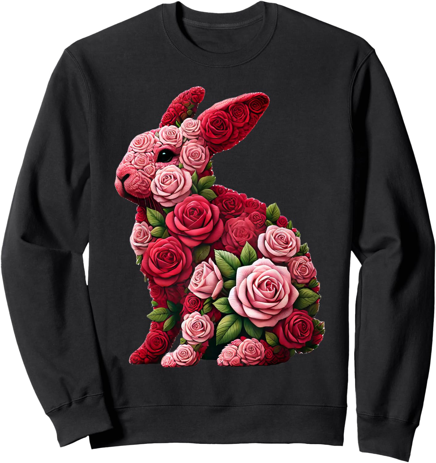 Rose Rabbit Bunny Flower Gardening Floral Sweatshirt - Sweatshirt | Black