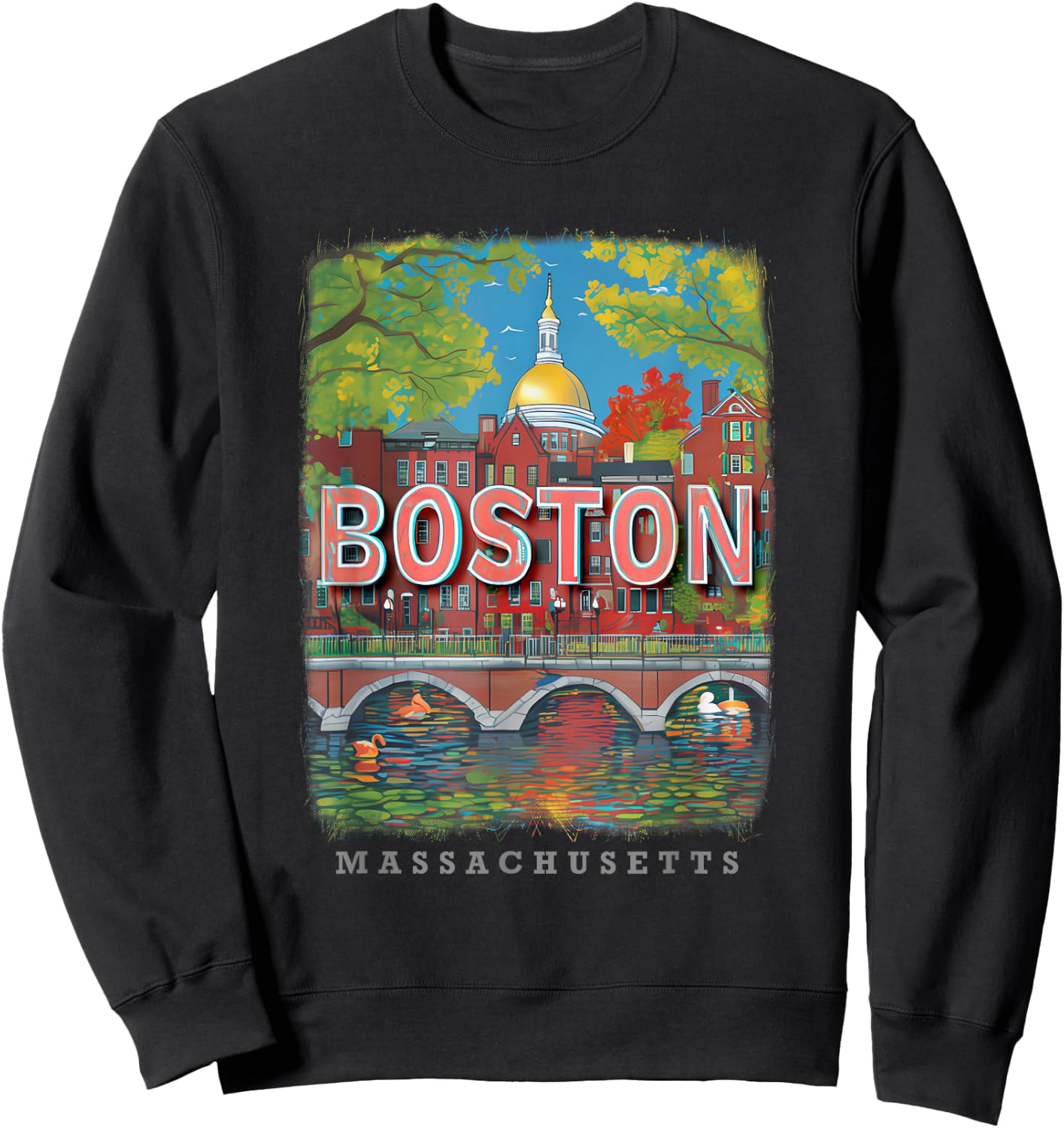 Boston Massachusetts MA Historic Beacon SD984 Sweatshirt - Sweatshirt | Black