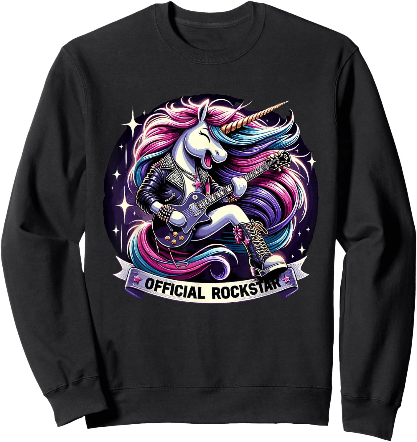 Funny Unicorn E-Guitar Rockstar Band official rockstar Sweatshirt - Sweatshirt | Black