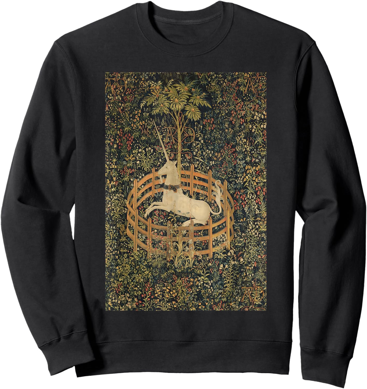 Unicorn The Unicorn in Captivity Middle Ages Fine Art Sweatshirt - Sweatshirt | Black