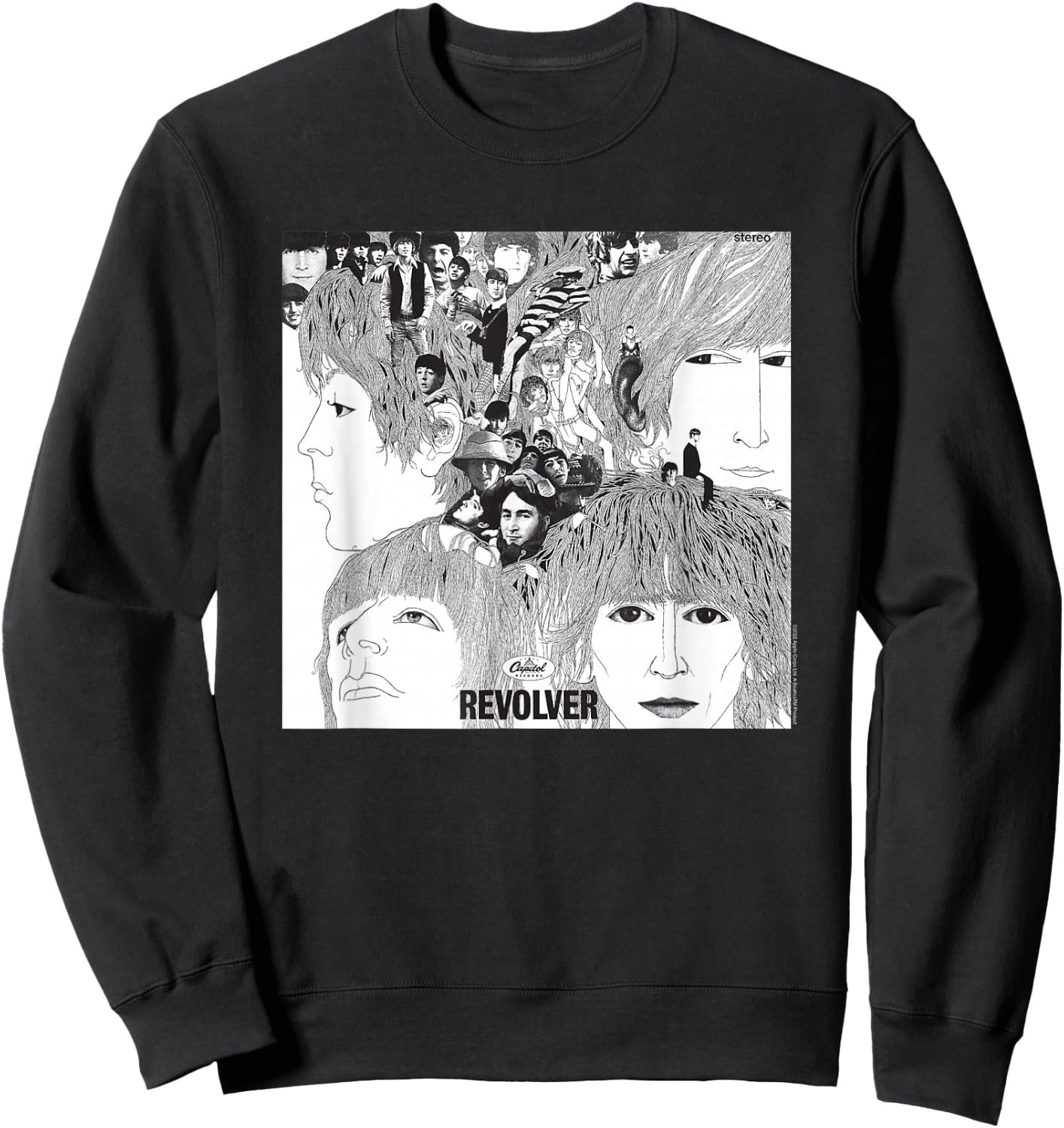 The Beatles - Revolver Albumcover Schwarz Erwachsene Small Retro Halbarm Crew-Ausschnitt Klassisch Musik Beatles Fans, Musikliebhaber, Alle Altersgruppen Sweatshirt - Sweatshirt | Black