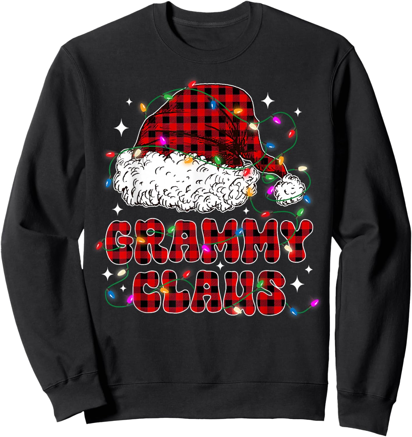 Grammy Claus Shirt Christmas Lights Pajama Family Matching Sweatshirt - Sweatshirt | Black