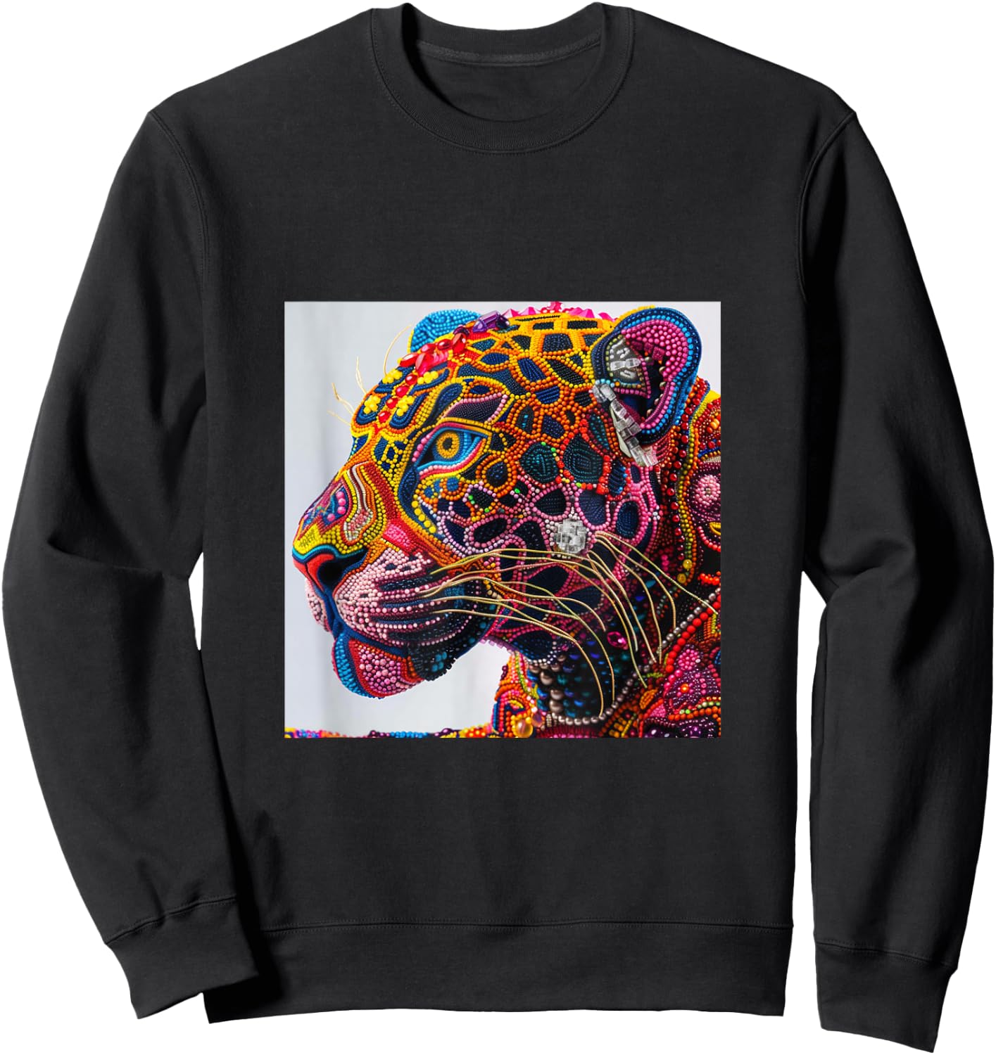 Jaguar Head Huichol Art Mexico Aztec Mayas Sweatshirt - Sweatshirt | Black