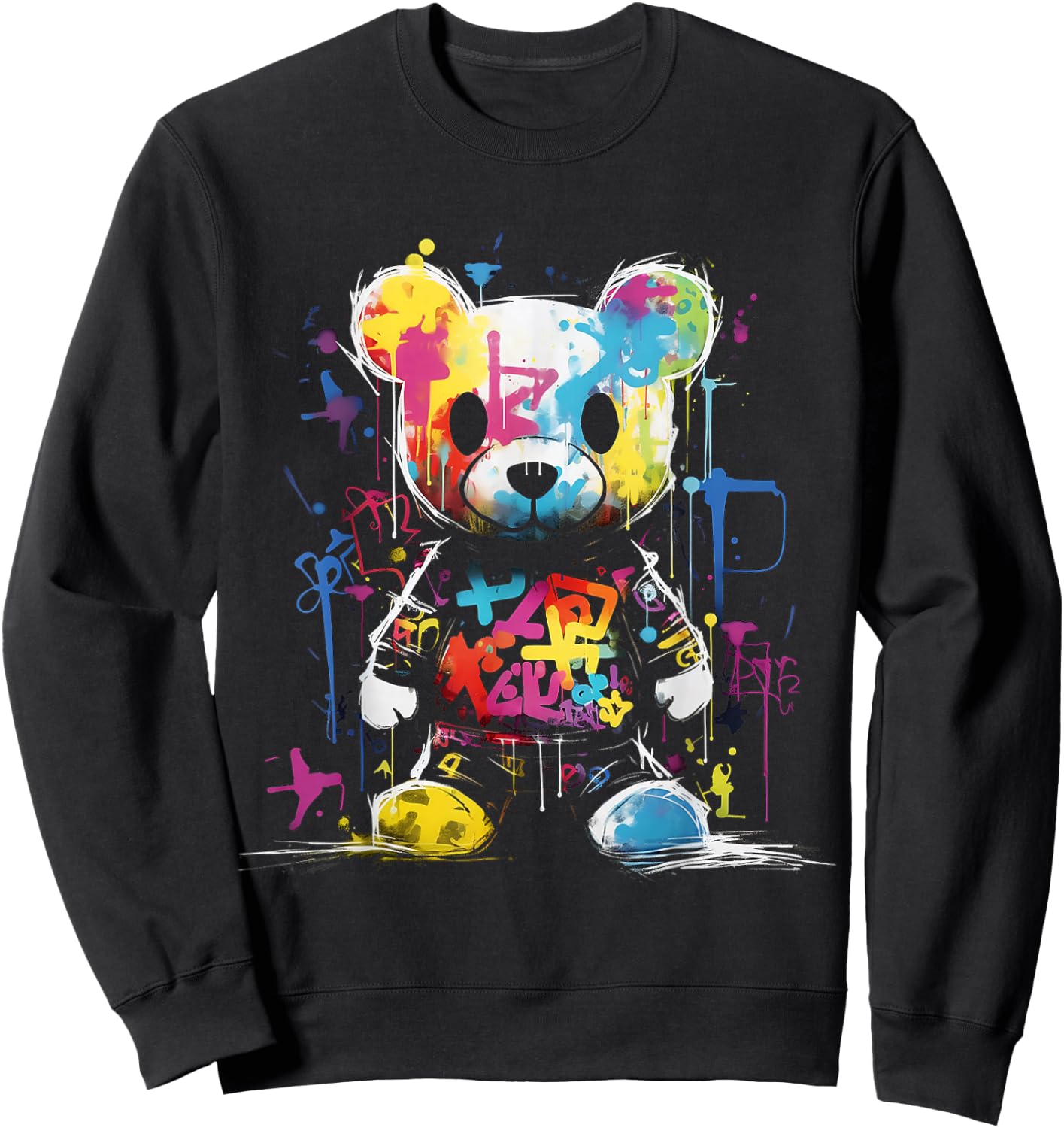 Bear Colourful Animal Graphic Bear , black Sweatshirt - Sweatshirt | Black